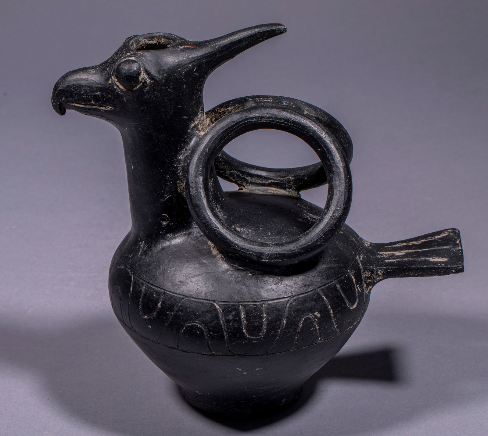 Eagle-head Loop-handle Pottery Vessel - 12