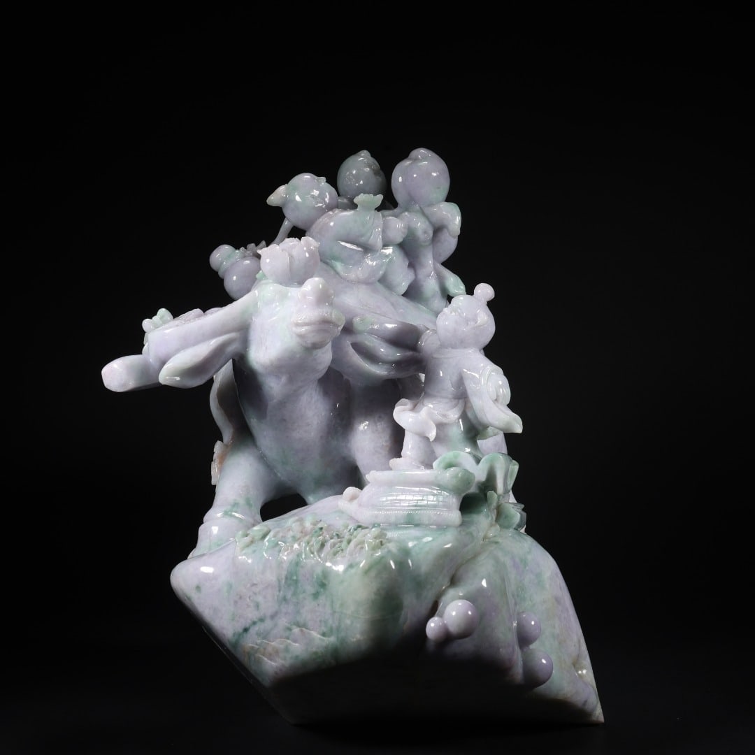 Jadeite Three Boys Playing with Ox - 5