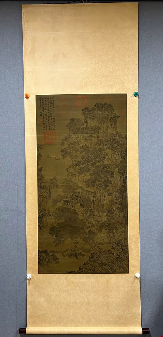 Silk Painting by Guan Tong: Guan Tong Silk Painting, L121cm W61cm