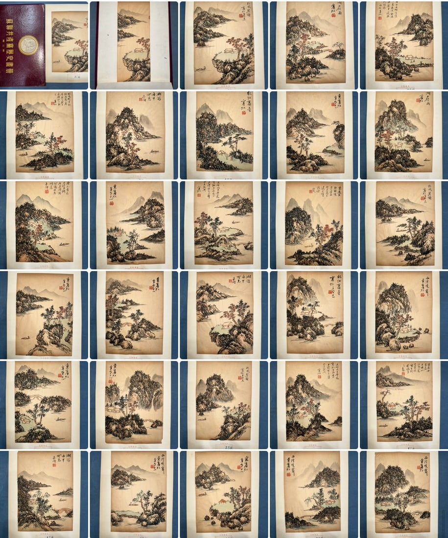 30 Sketches in One Album by Huang Binhong: Huang Binhong Sketch Album, 30 Sheets, Each 26×37cm