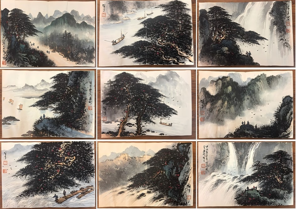 Li Xiongcai Landscape & Figure Album: Li Xiongcai Landscape Figure Album, L45cm W32cm