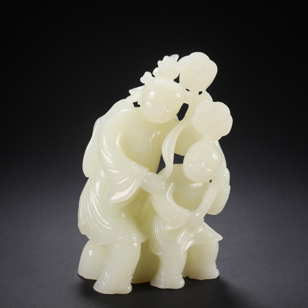 Hetian Jade He-He Two Immortals: Hetian Jade He-He Two Immortals, H12.9cm L8.1cm W5cm, Weight 555g