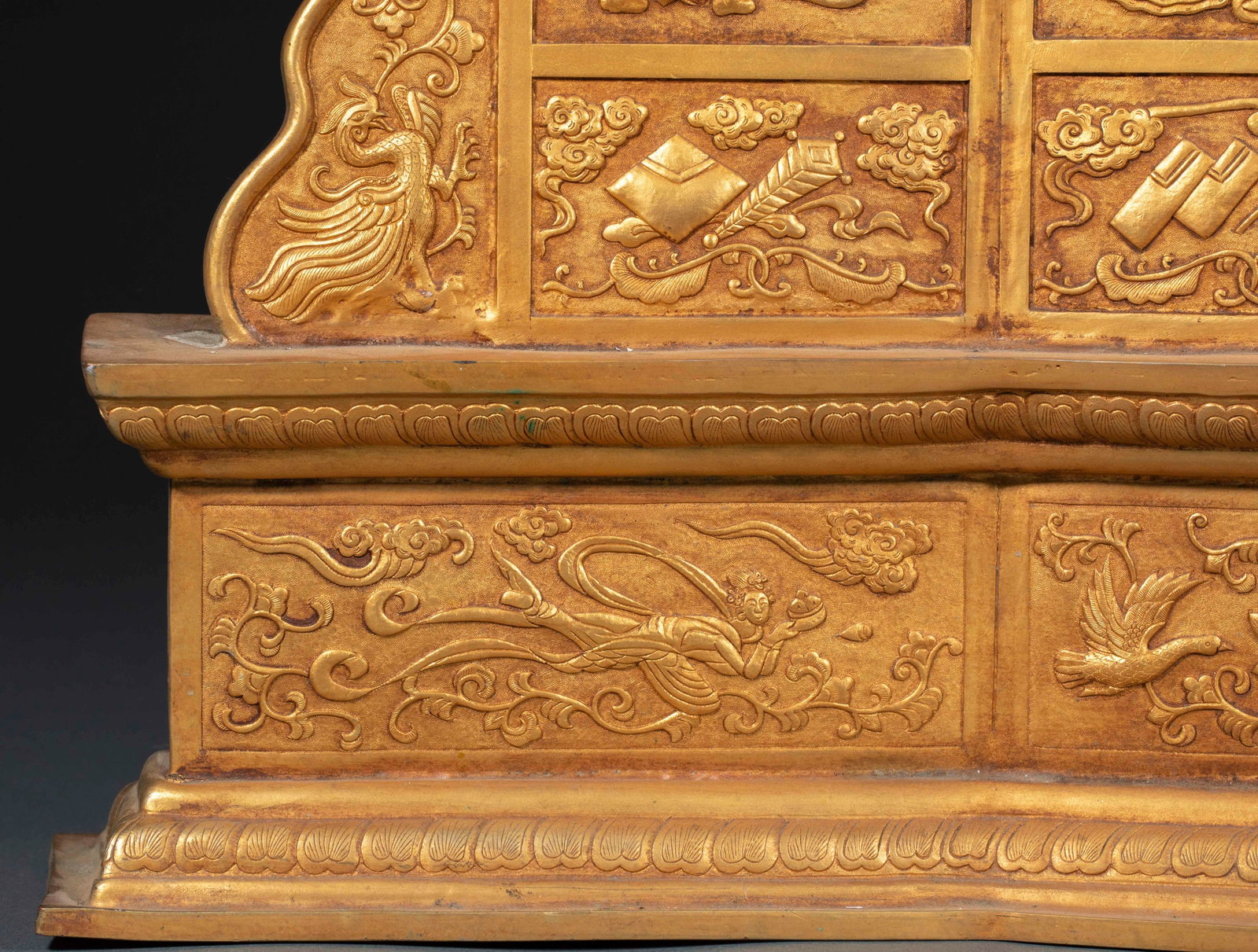 Qing Gilt Bronze Three-Buddha Screen - 19