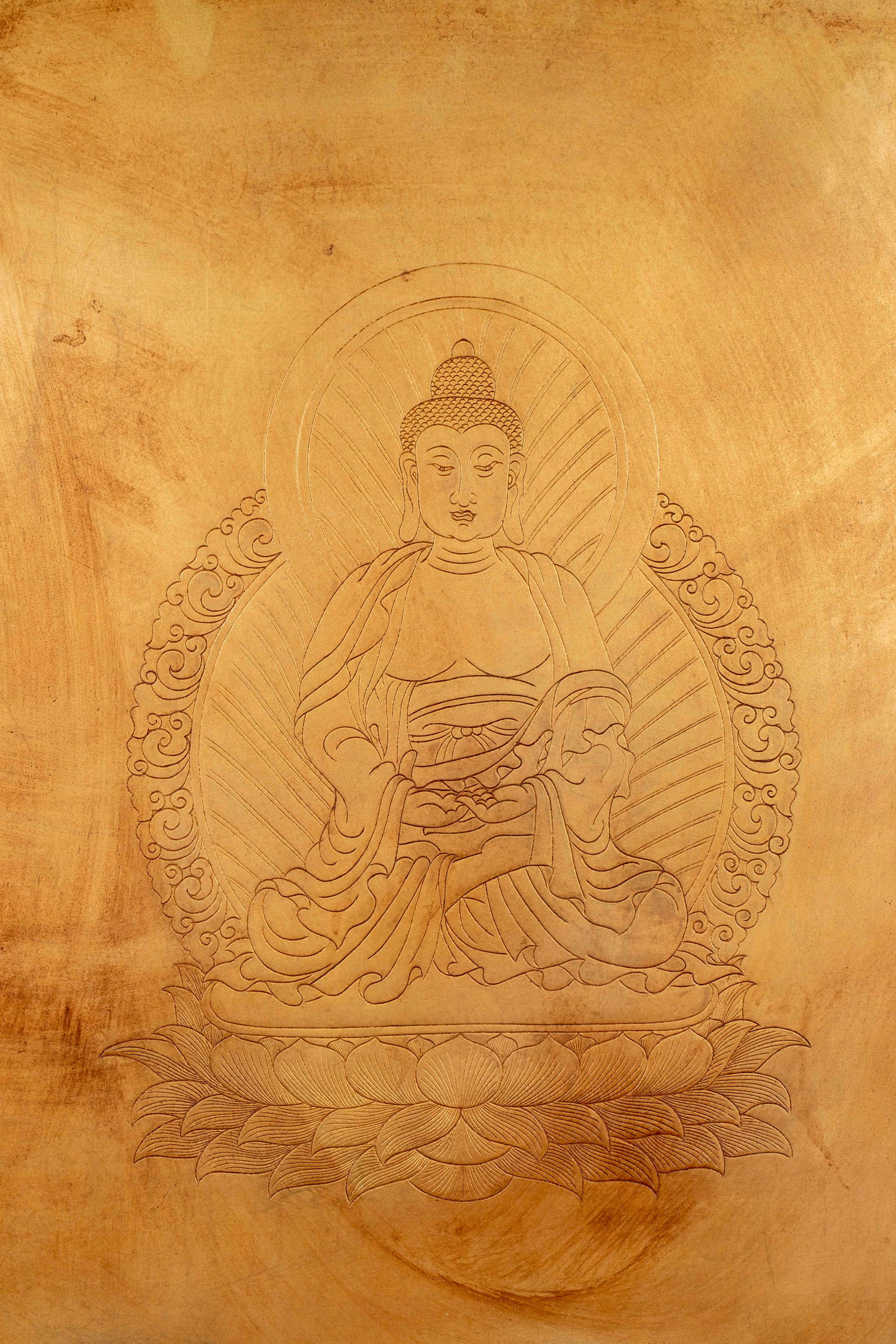 Qing Gilt Bronze Three-Buddha Screen - 6