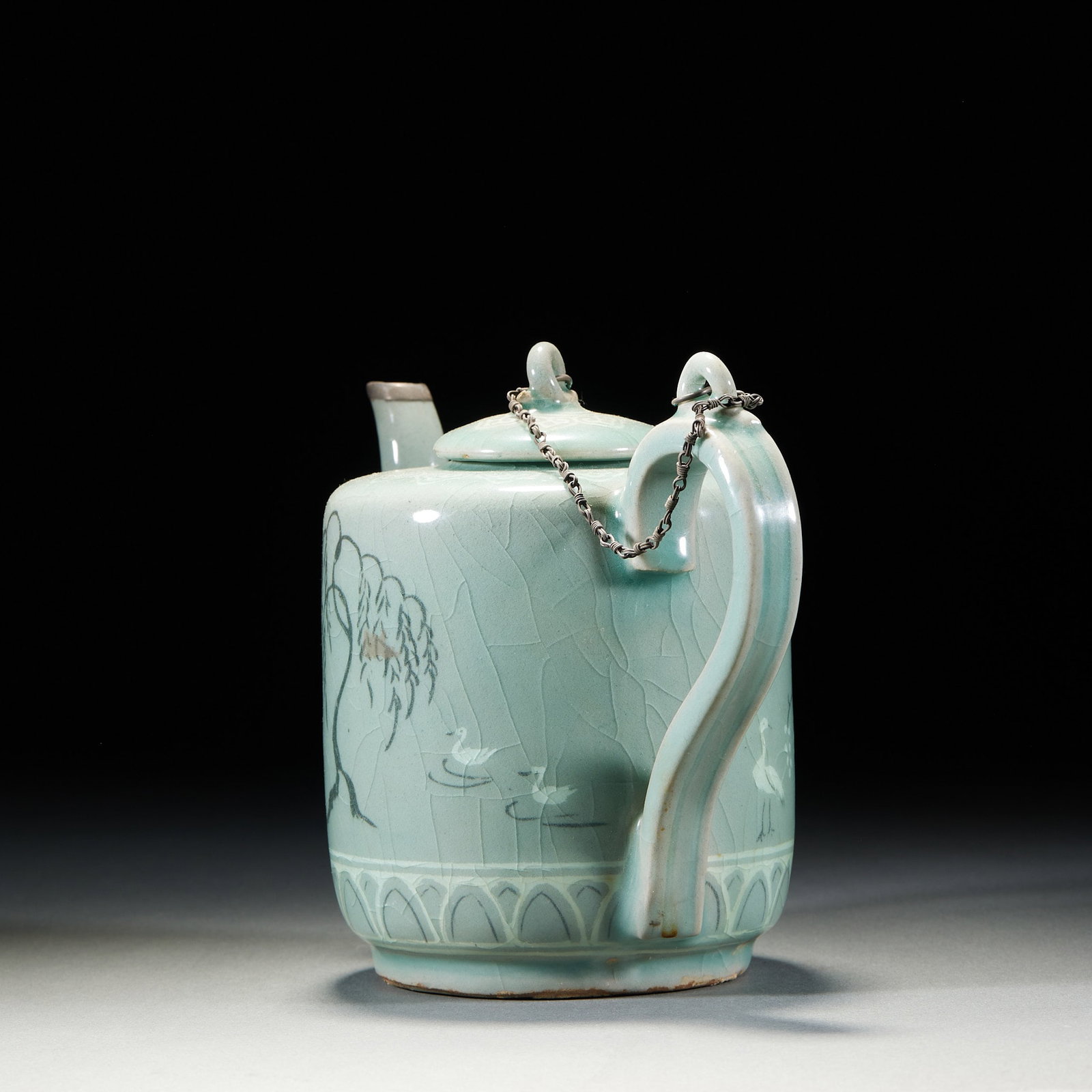 Celadon Flower and Bird Ewer - 10