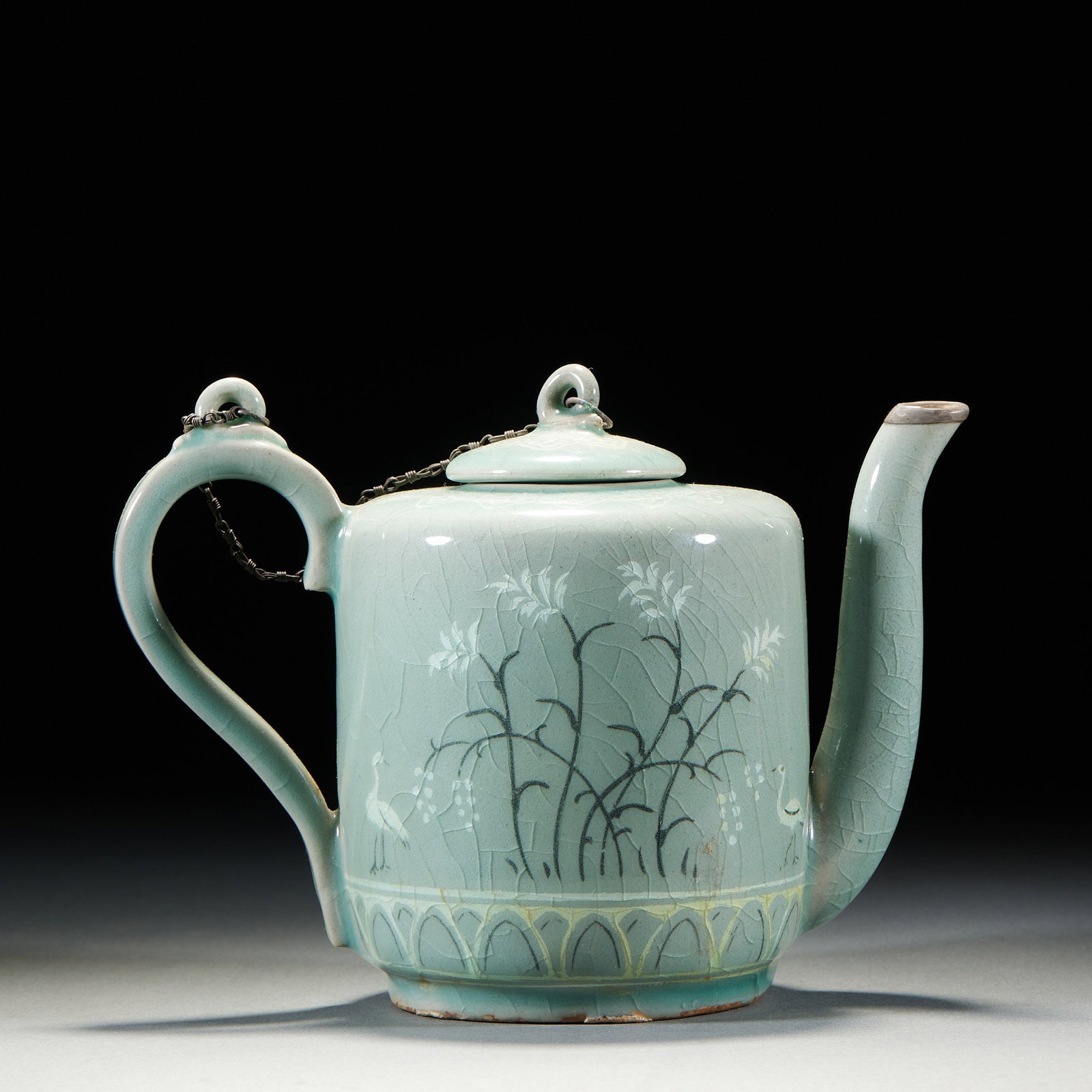 Celadon Flower and Bird Ewer - 12