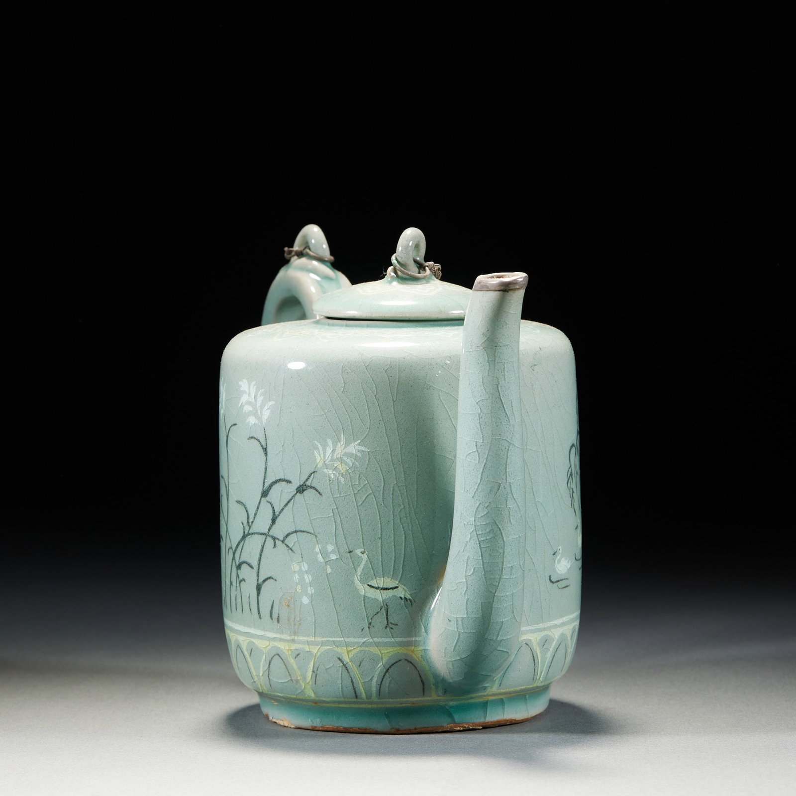 Celadon Flower and Bird Ewer - 14