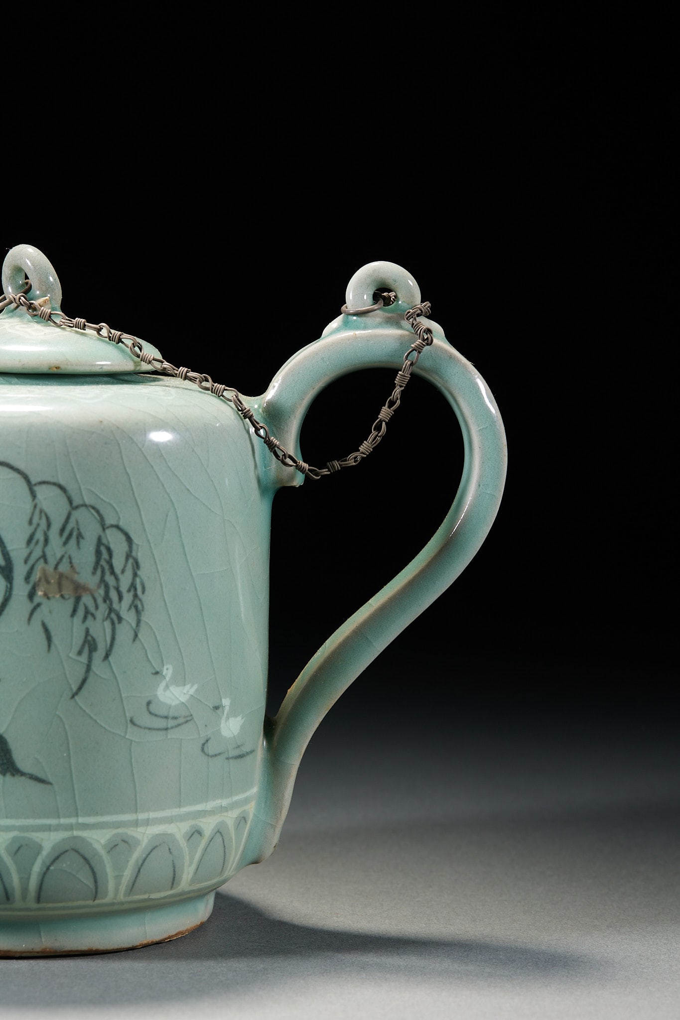 Celadon Flower and Bird Ewer - 9