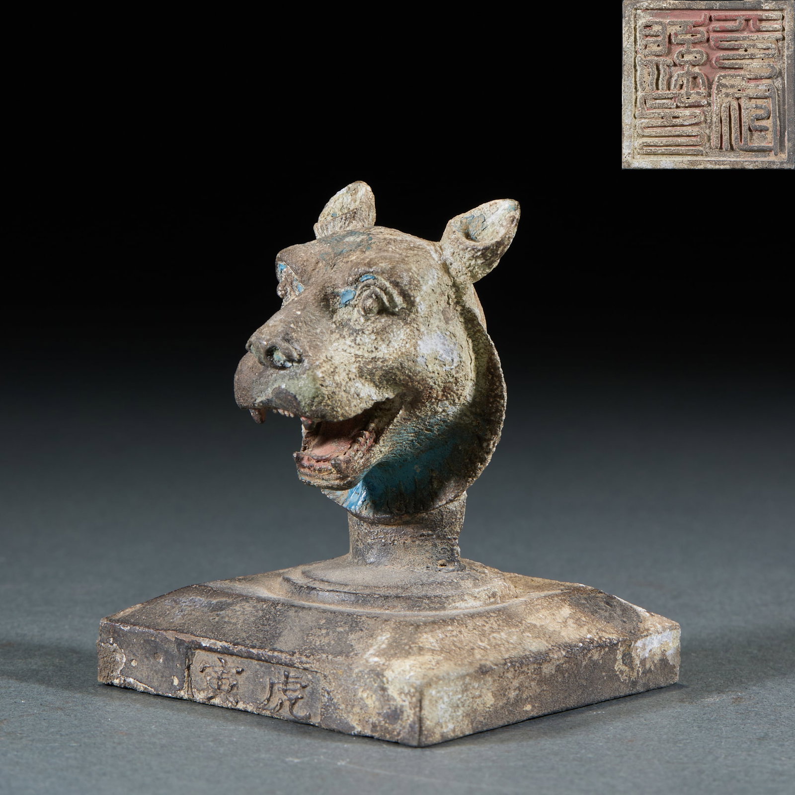 Bronze Tiger-Head Seal: Bronze Tiger-head Seal, H6.5cm, L5.5cm, W5.5cm, 400g