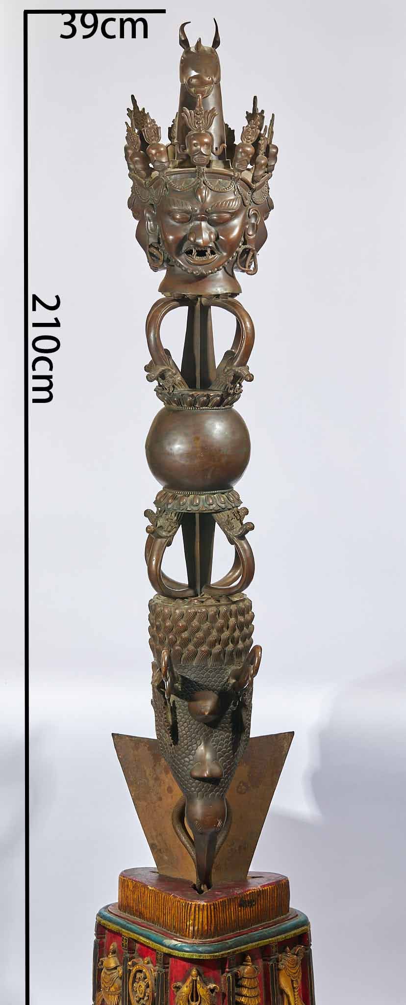 Alloy Bronze Ritual Implement: Alloy Bronze Ritual Vessel, H210cm, L39cm, W39cm