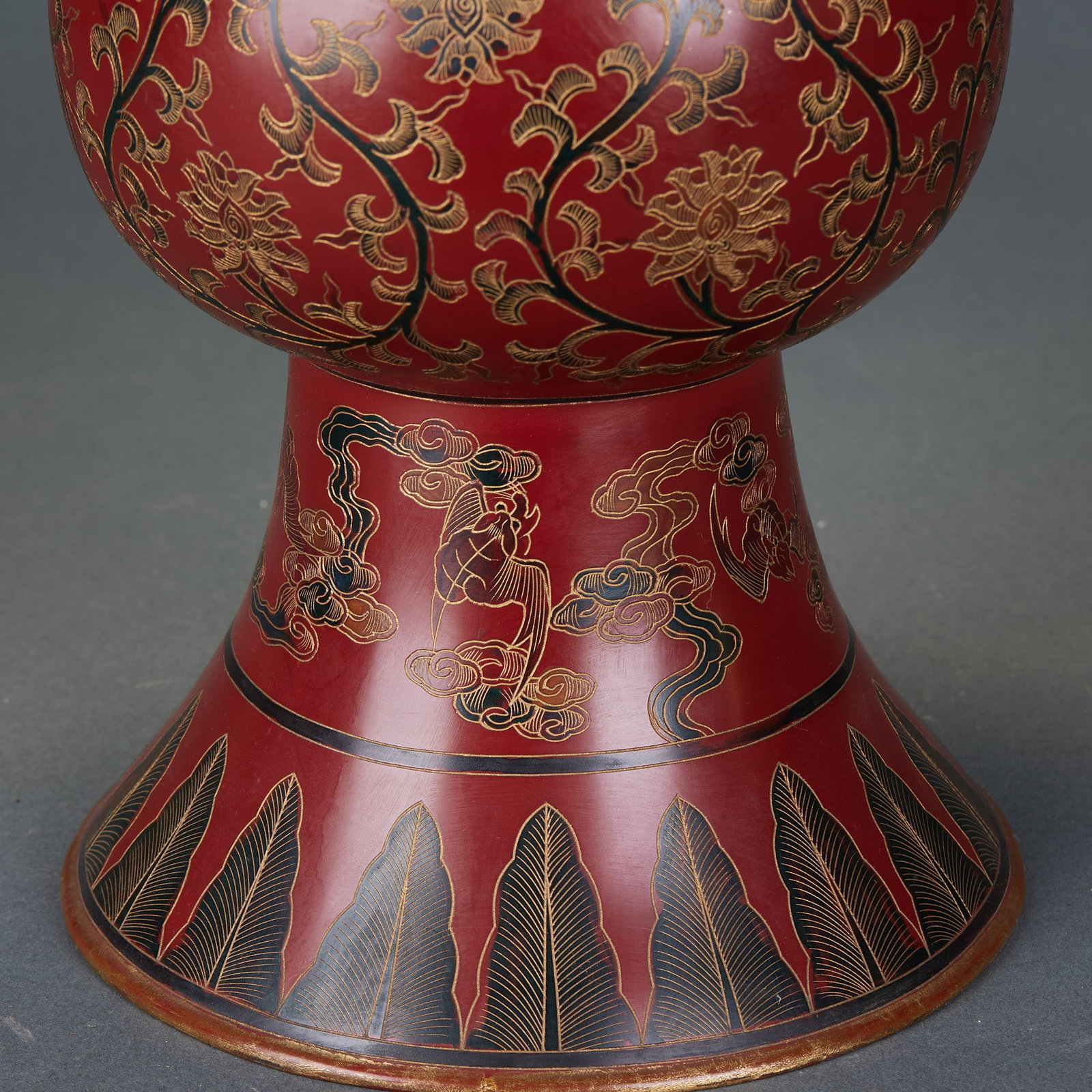 Qianlong Marked Lacquerware Gu Vase - 9
