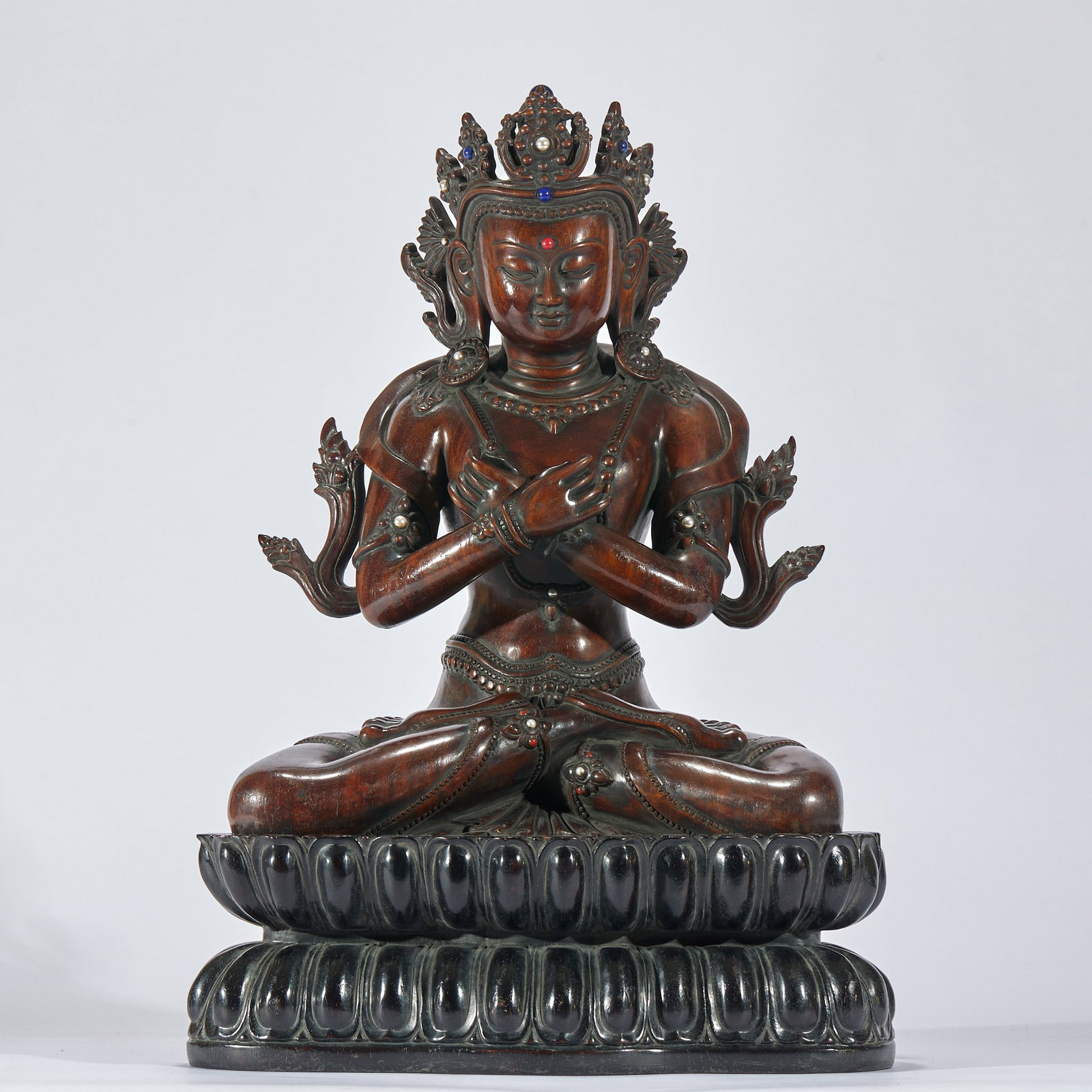 Agarwood Inlaid Tara Statue: Inlaid Agarwood Tara Statue, H46cm L33cm W24cm