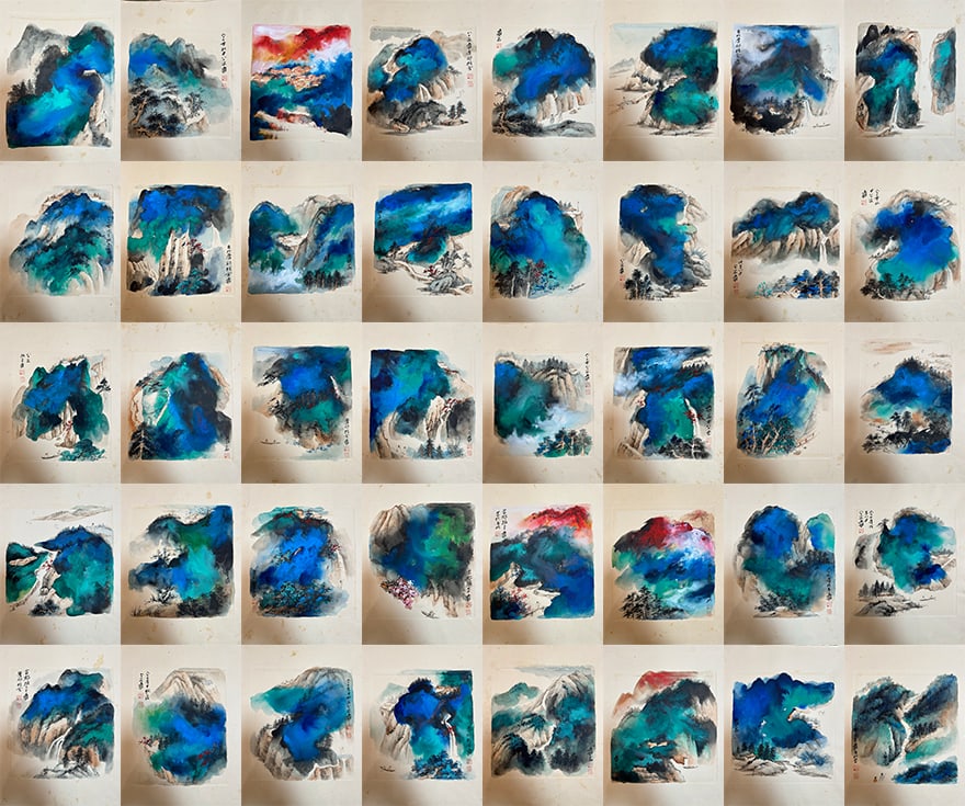 Zhang Daqian Splashed-Color Landscapes (40 Pieces Total): 40 Zhang Daqian Splashed-color Landscapes, Single 27×24cm