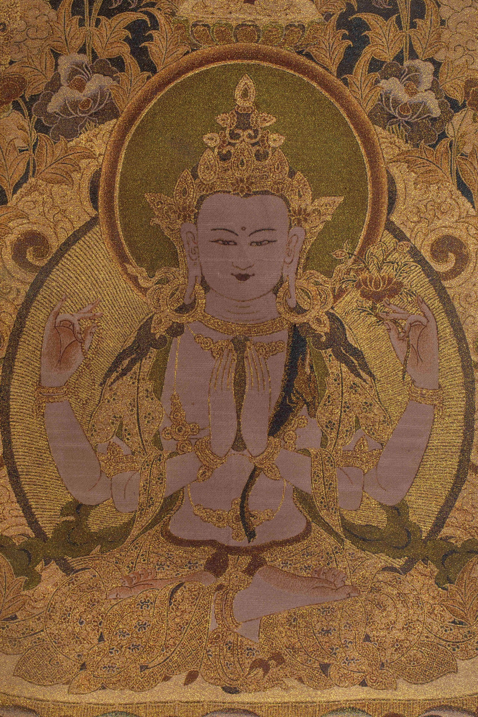 Pre-Ming Kesi Four-Armed Guanyin Hanging Scroll - 3