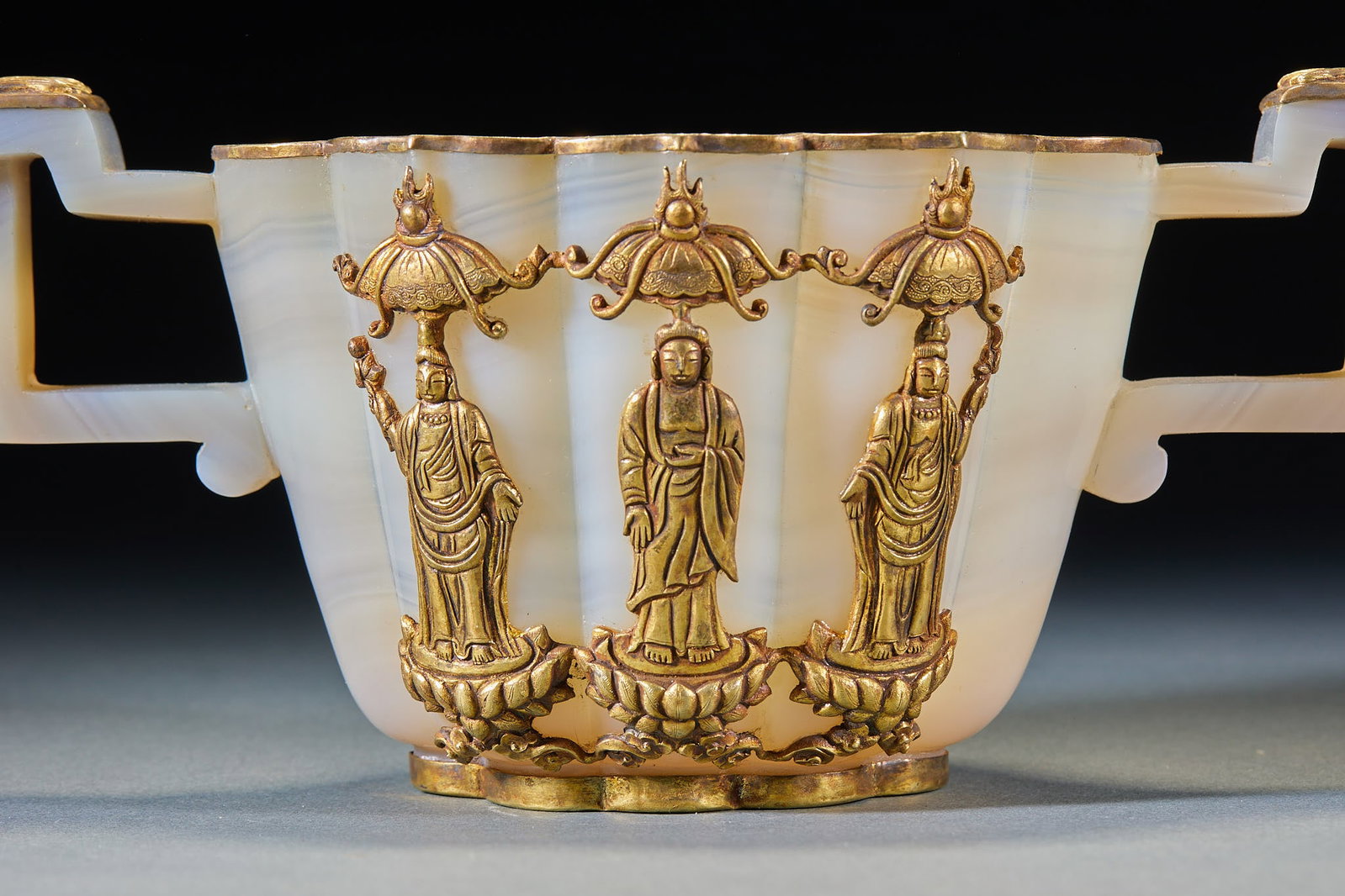 Pre-Ming Agate Double-Lion-Handle Cup - 2