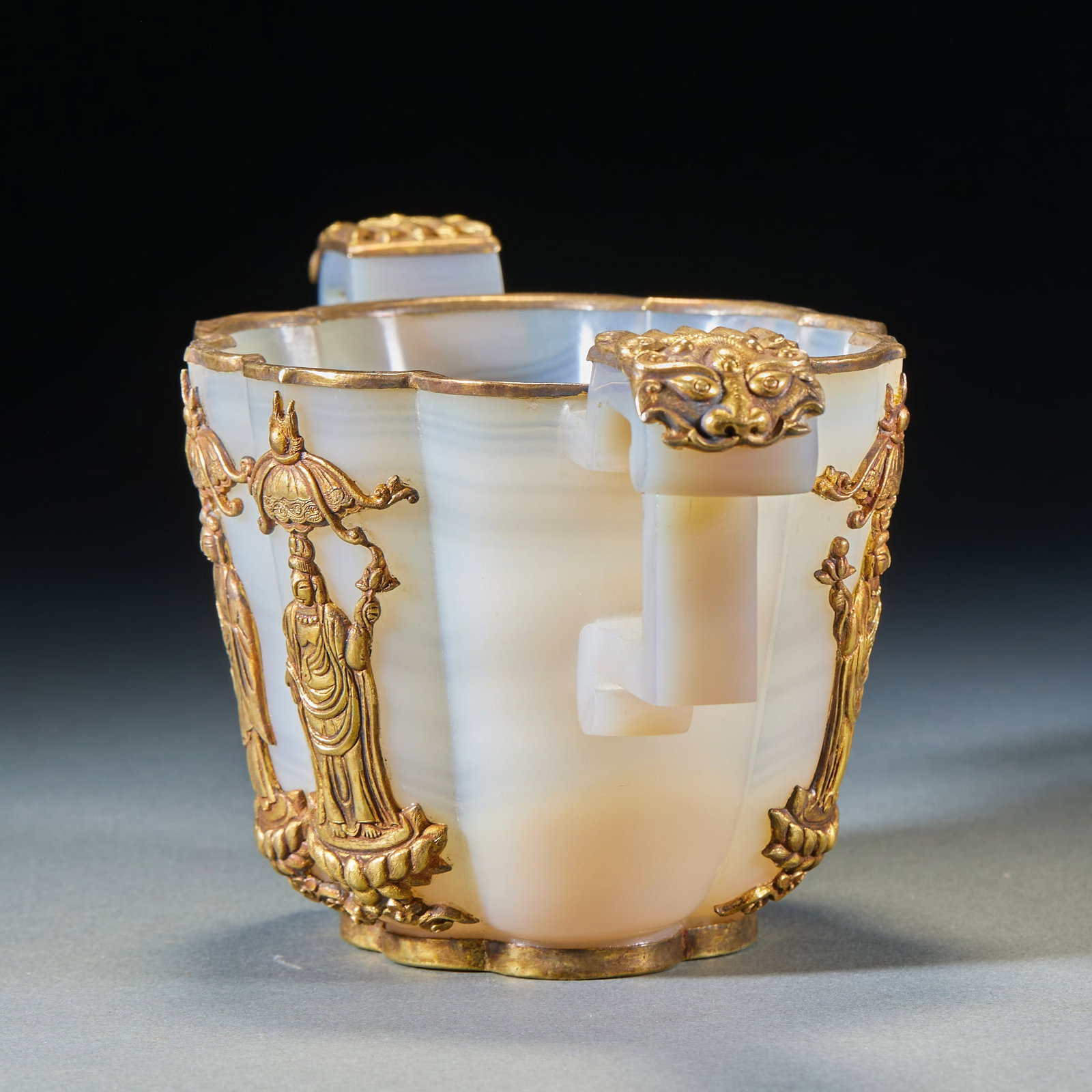 Pre-Ming Agate Double-Lion-Handle Cup - 4