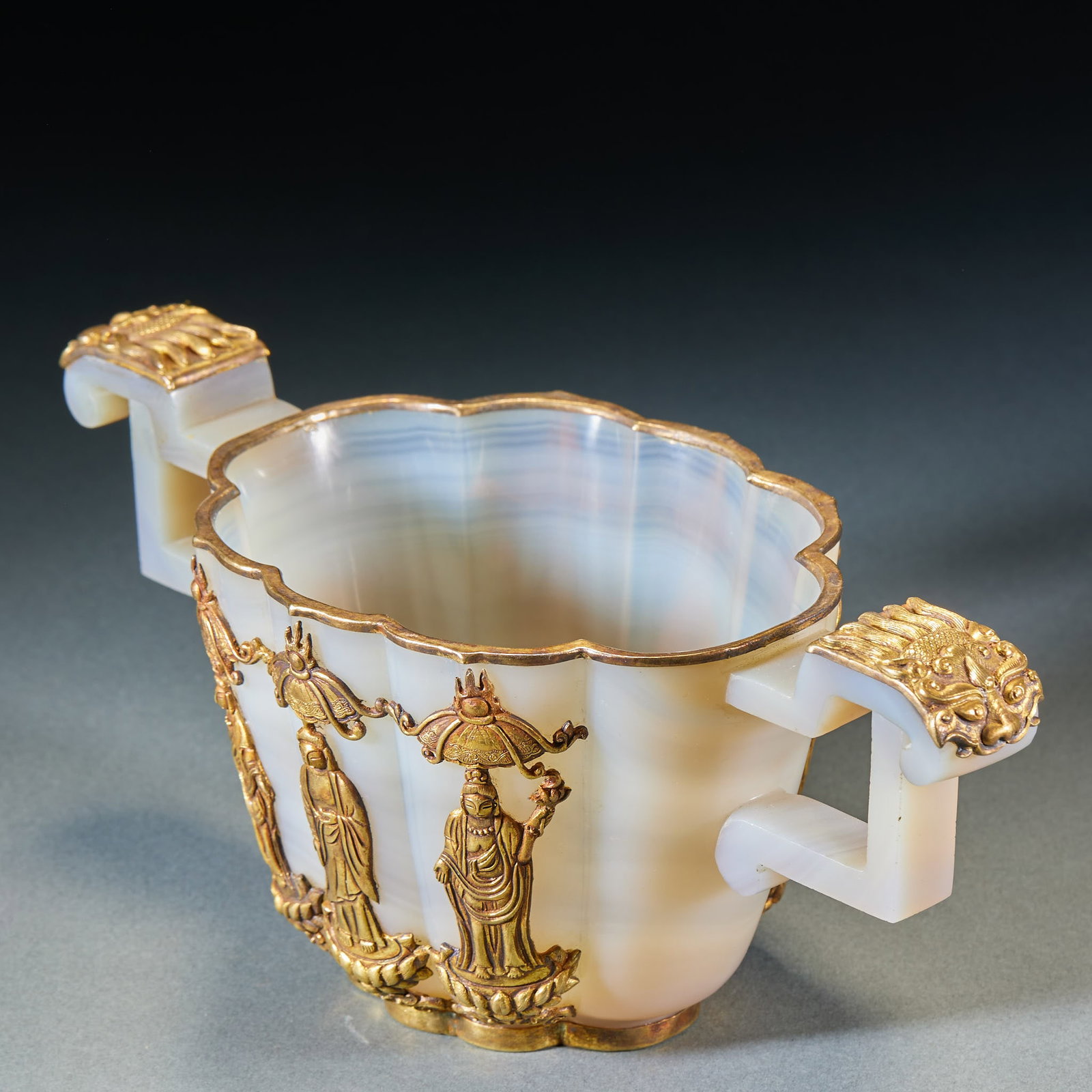 Pre-Ming Agate Double-Lion-Handle Cup - 7
