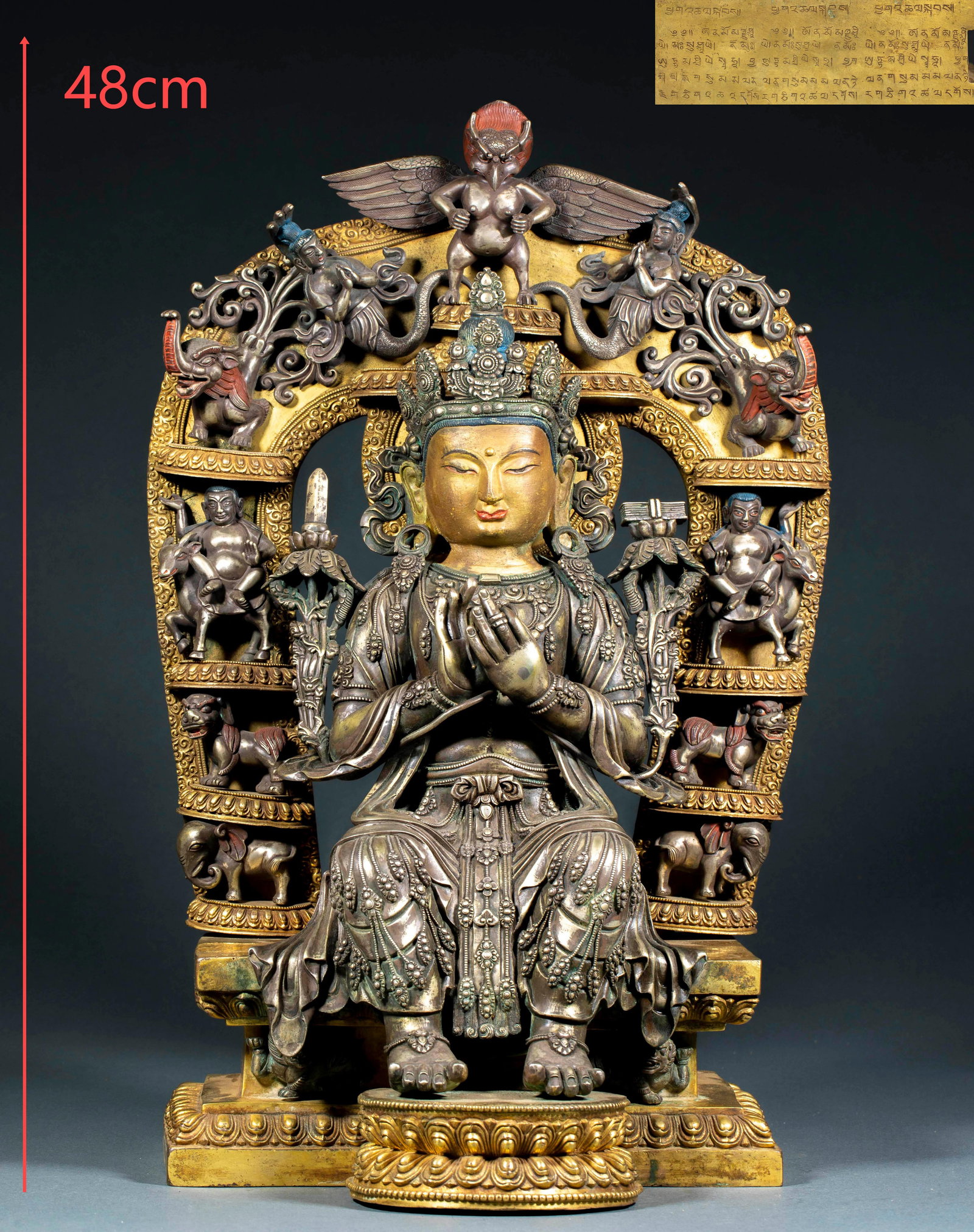 Ming Gilt Silver Tara Seated Statue: Ming Gilt Silver Tara Statue, H48cm L27cm W23cm, 16900g