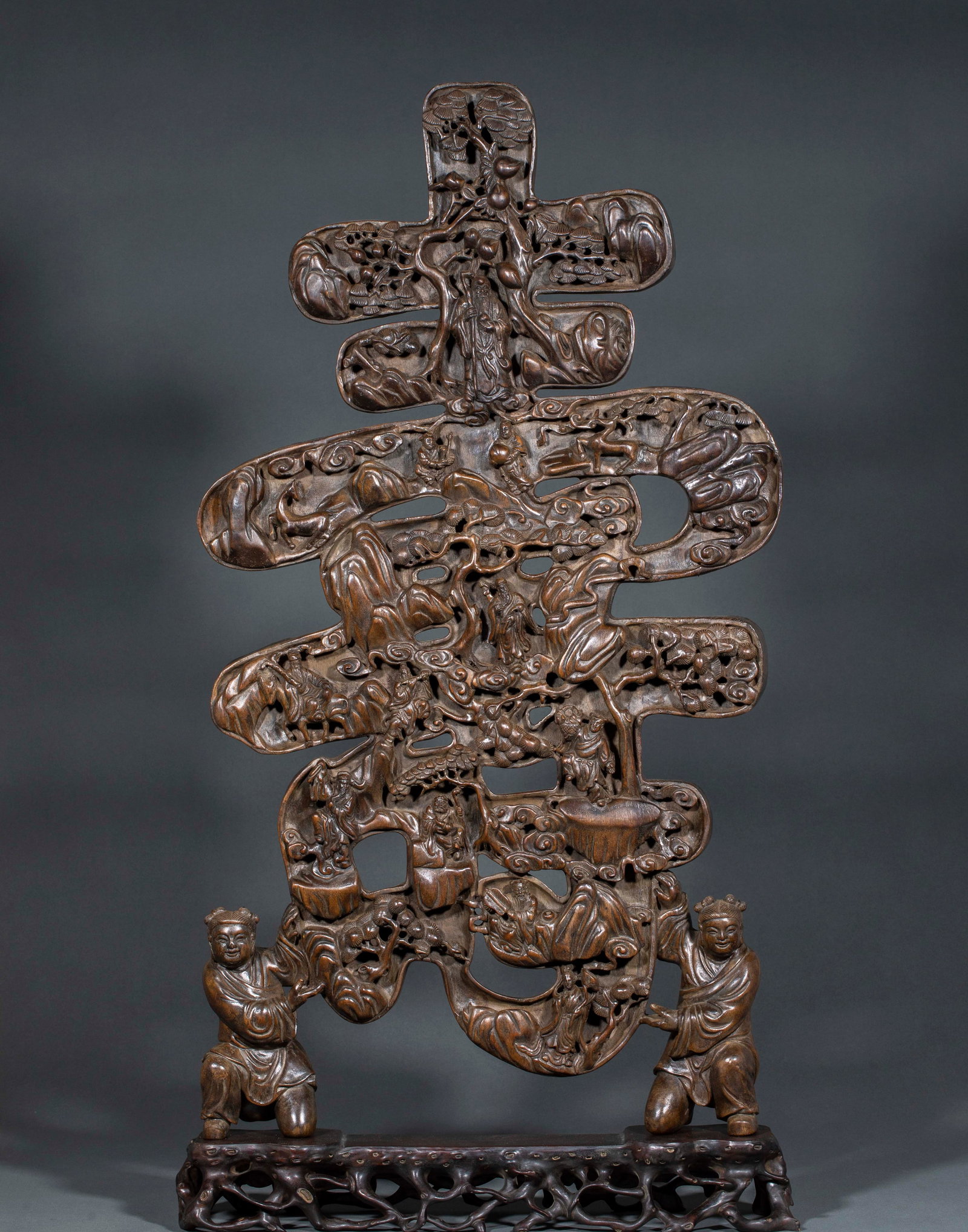 Agarwood Longevity Ornament: Agarwood Longevity Ornament, H91cm L46cm W10cm, 3300g