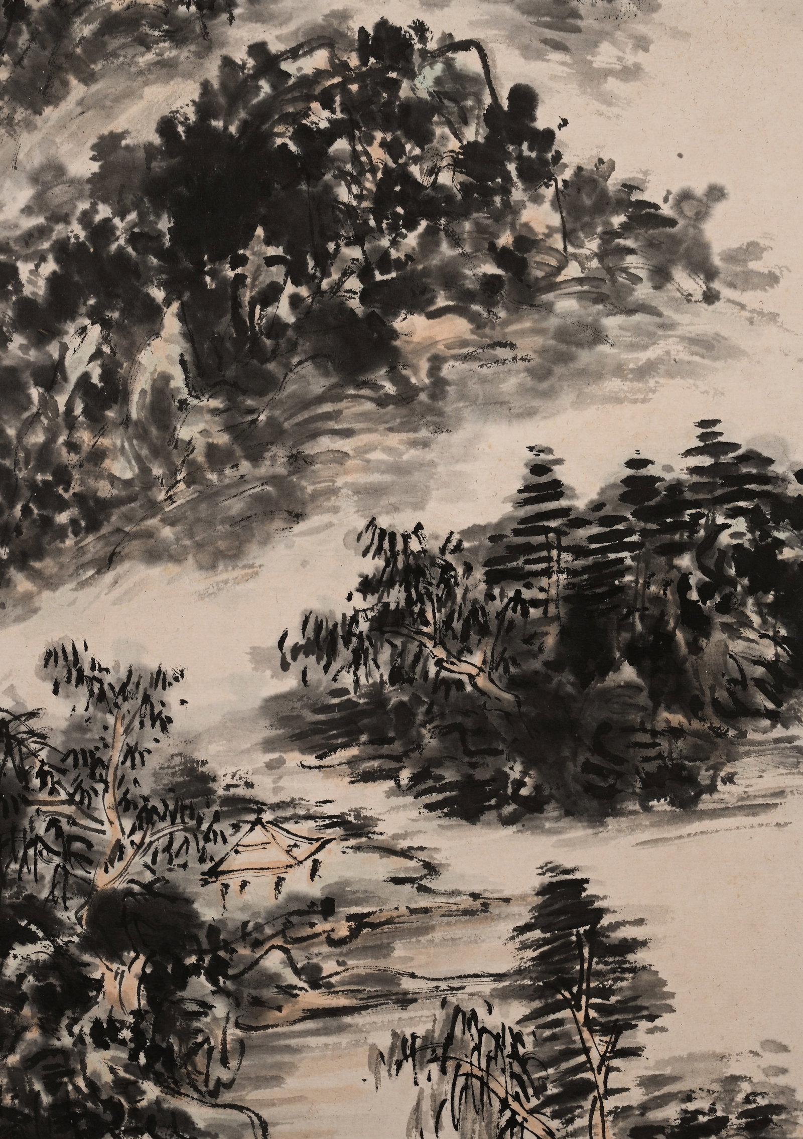 Huang Binhong Four-panel Landscape Screen - 17