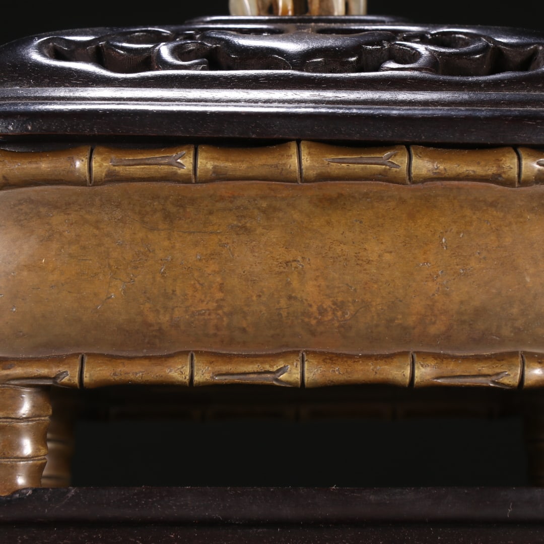 Ming Bamboo-pattern Upturned-ear Bronze Censer - 2