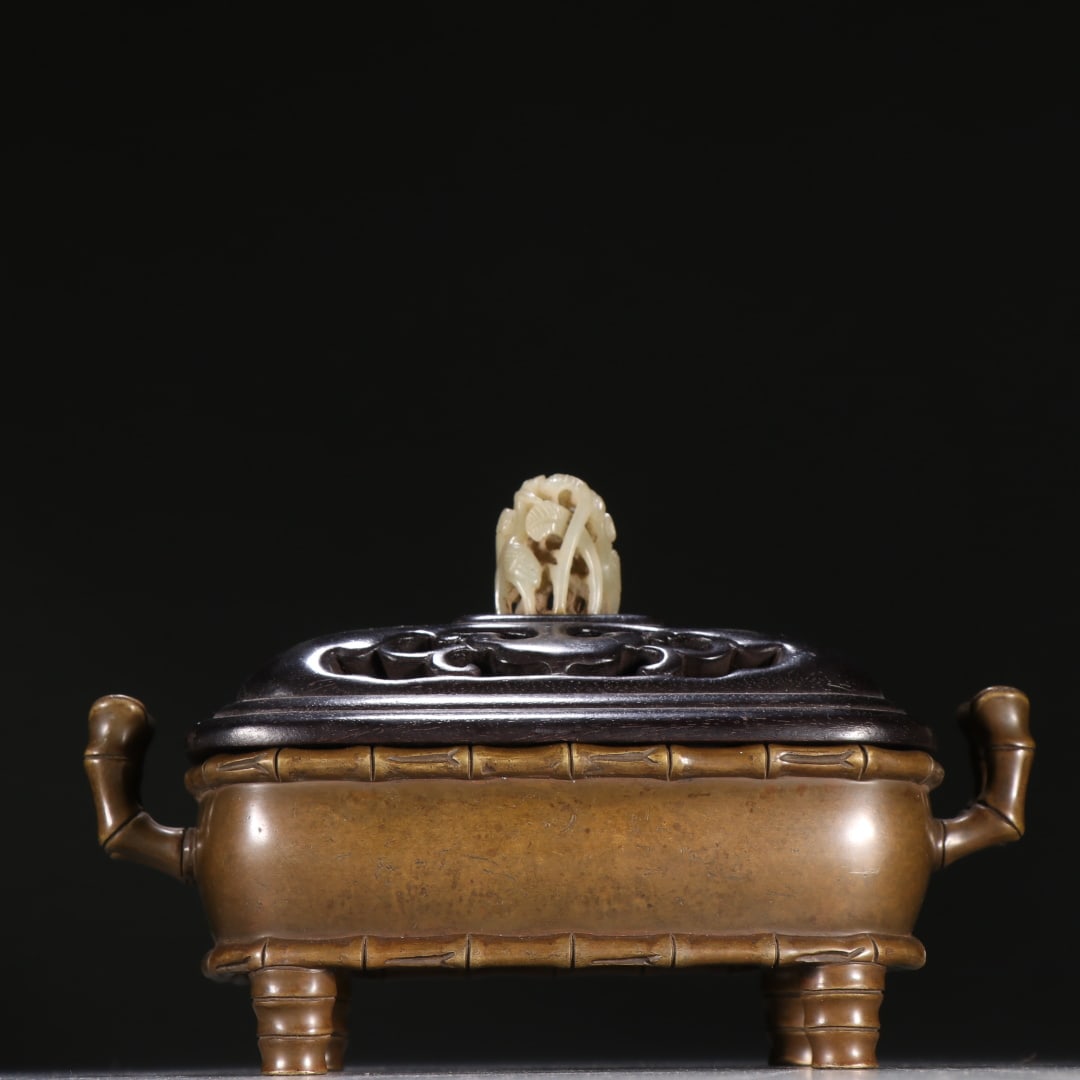 Ming Bamboo-pattern Upturned-ear Bronze Censer - 5