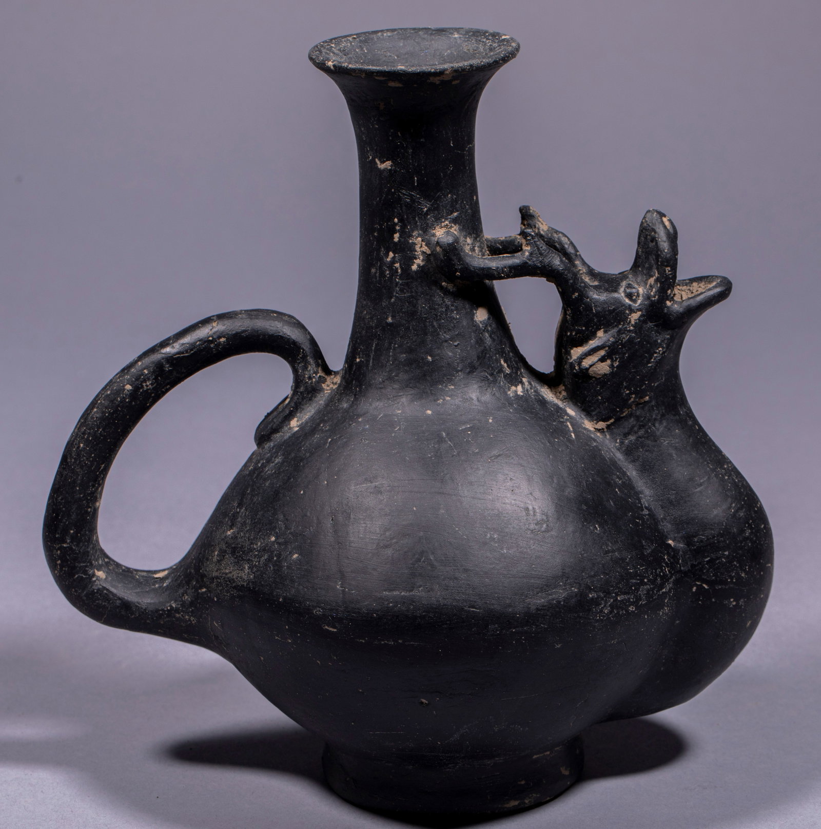 Long-horned Beast-head Pottery: Horned Beast-head Pot, H19.5cm L18.5cm W12.5cm