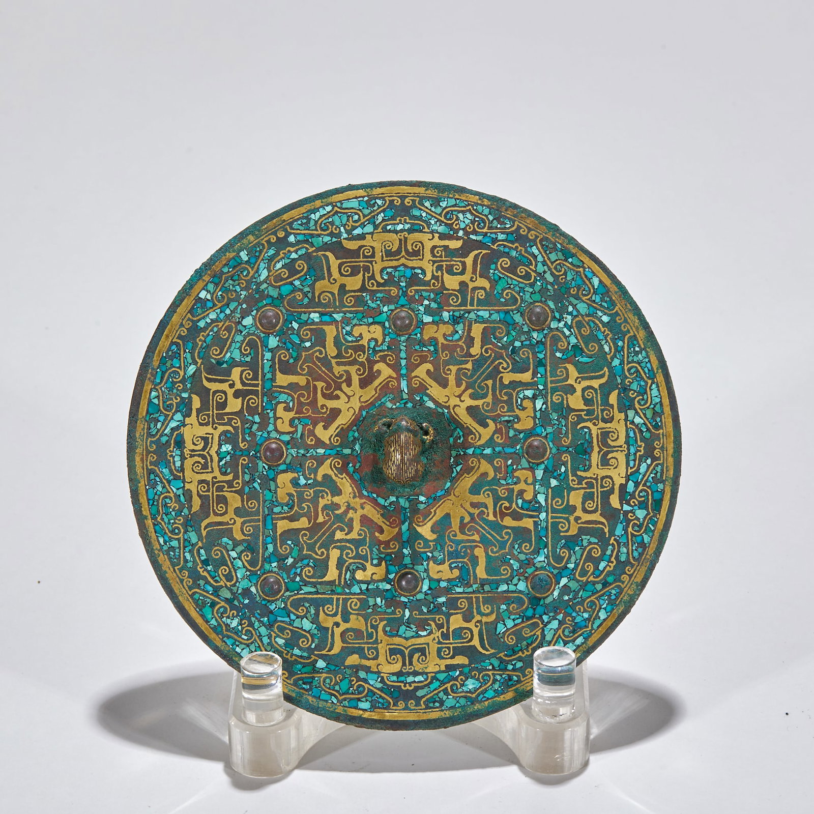 Pre-Ming Swastika Pattern Gold-silver Bronze Mirror - 2