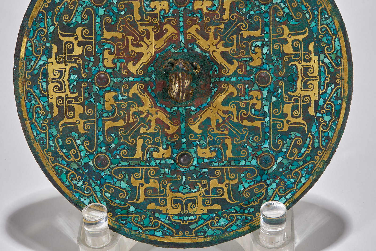 Pre-Ming Swastika Pattern Gold-silver Bronze Mirror - 4
