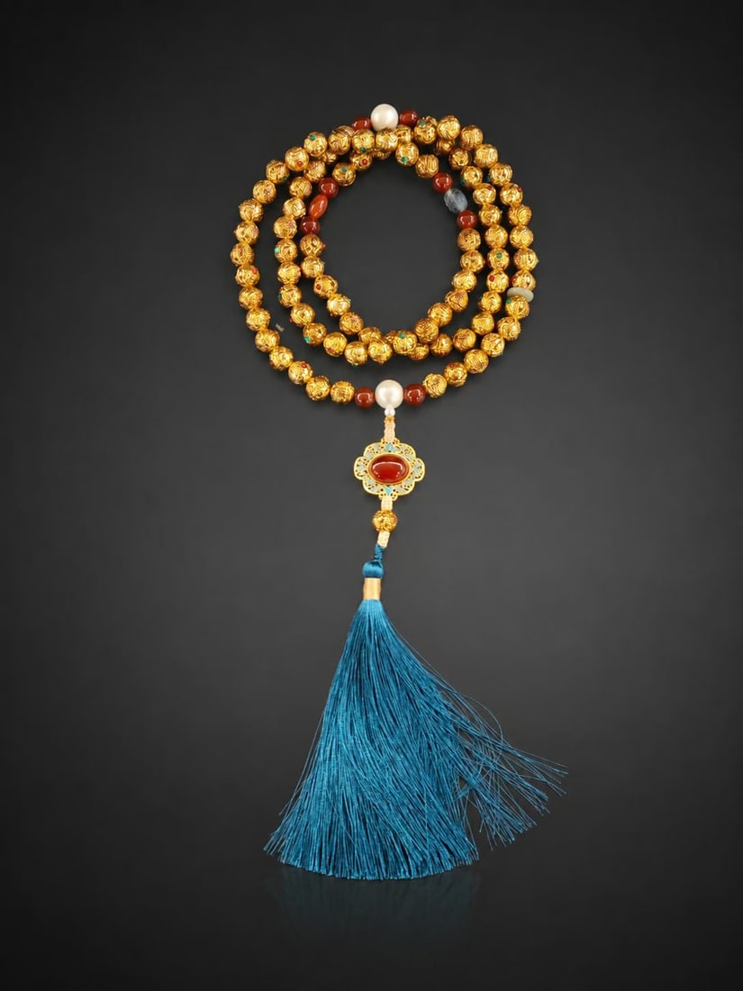 Gilt Bronze Court Beads: Gilt Bronze Prayer Bead, Bead D1.2cm, 255g