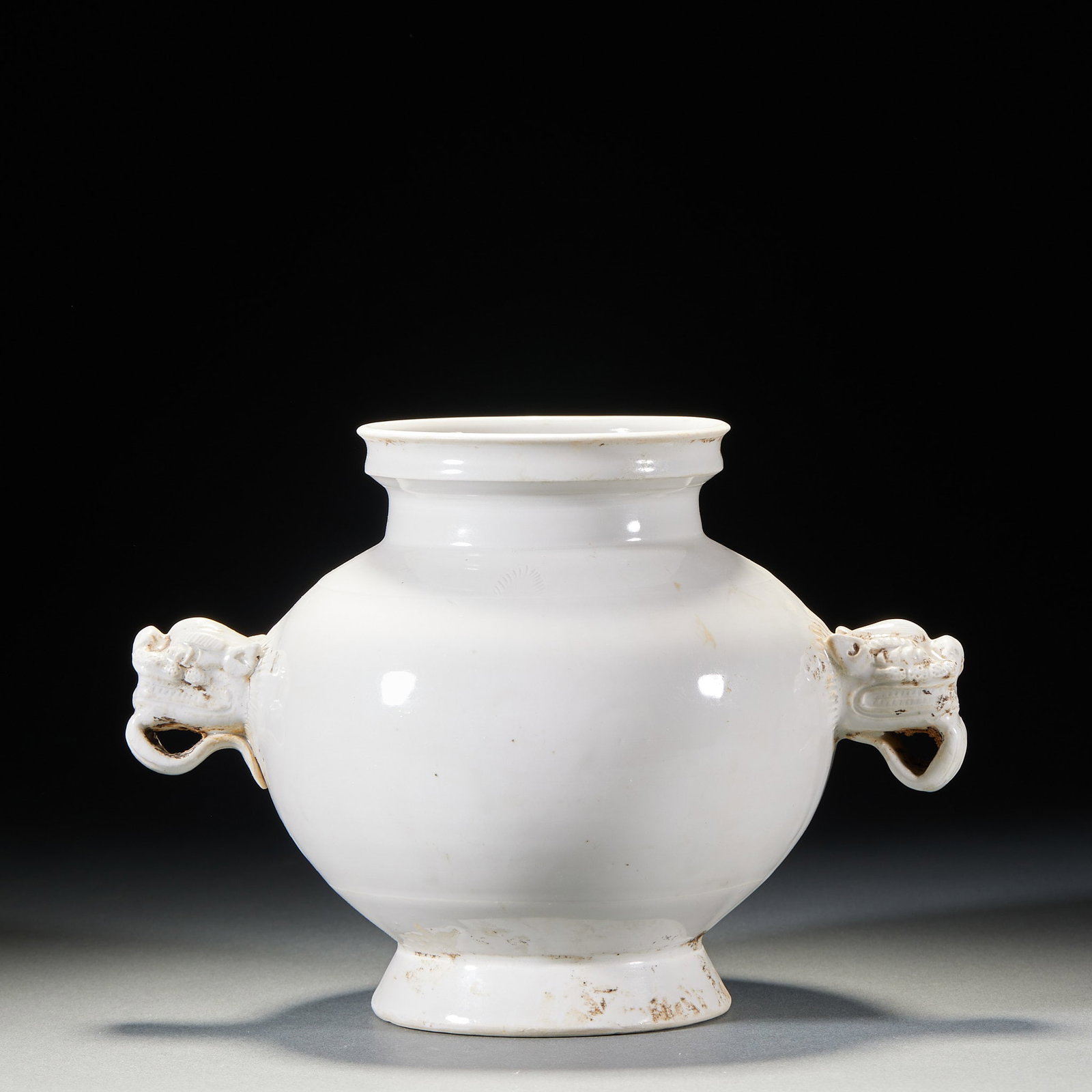 White Glaze Double Dragon-ear Jar - 8