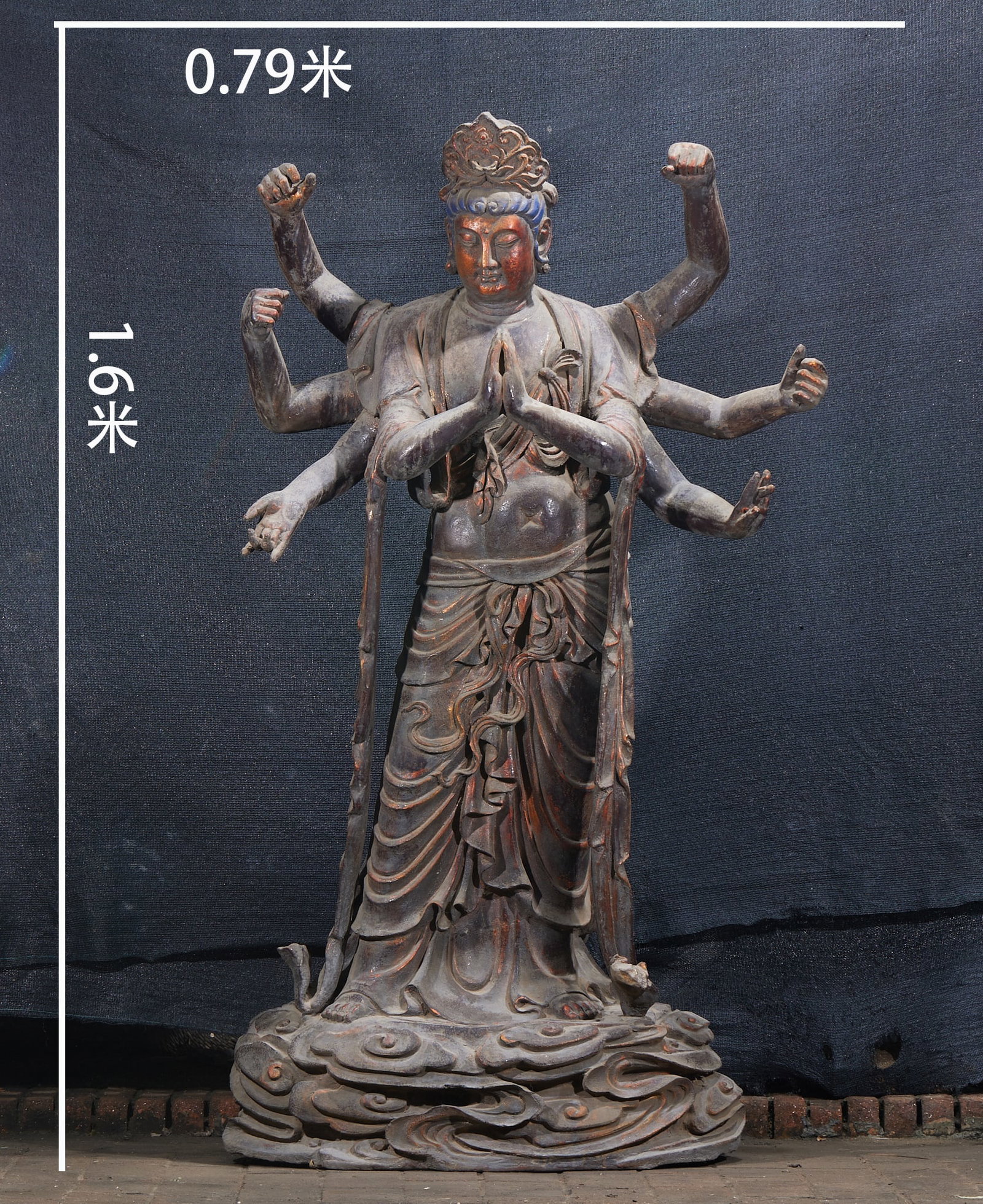 Pre-Ming Bodiless Eight-Armed Guanyin: Pre-Ming Bodiless Eight-armed Guanyin, H160cm L79cm