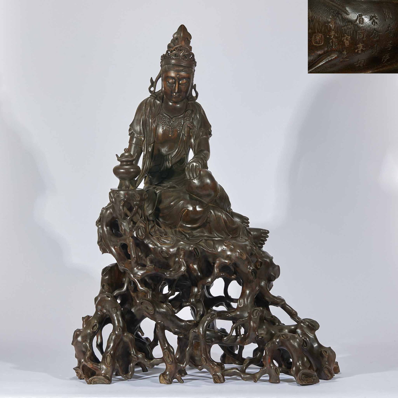 Agarwood Free Guanyin Seated: Agarwood Seated Free Guanyin, H79cm L50cm W34cm