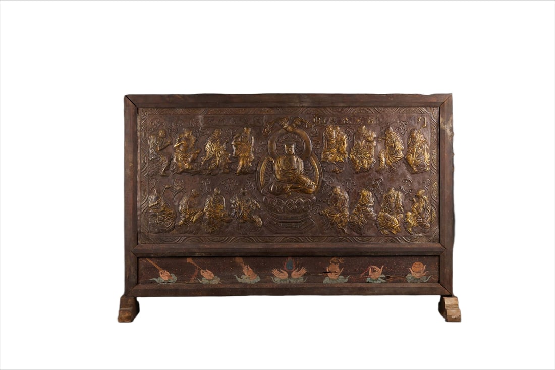 Silver Buddha Preaching Screen: Silver Preaching Buddha Screen, H80cm L117.5cm W24cm