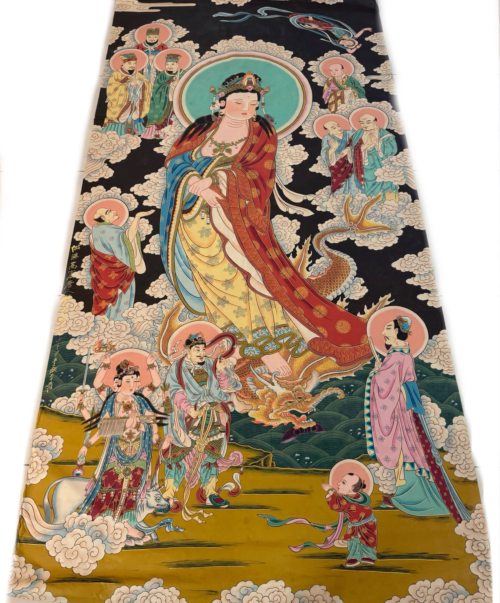 Zhang Daqian Silk Buddha Painting: Zhang Daqian Silk Buddha Painting, H280cm W140cm