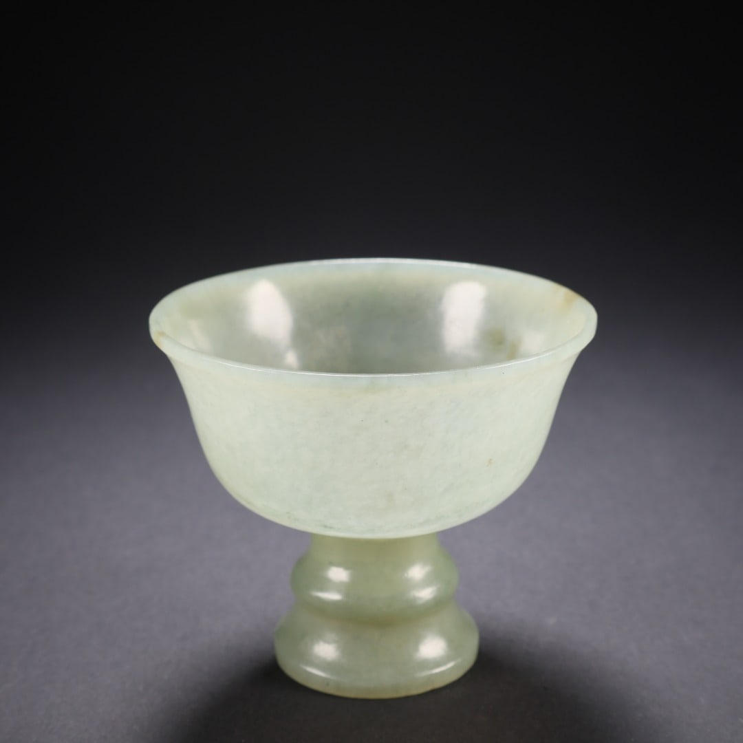 Plain Hetian Jade High-Foot Cup - 3