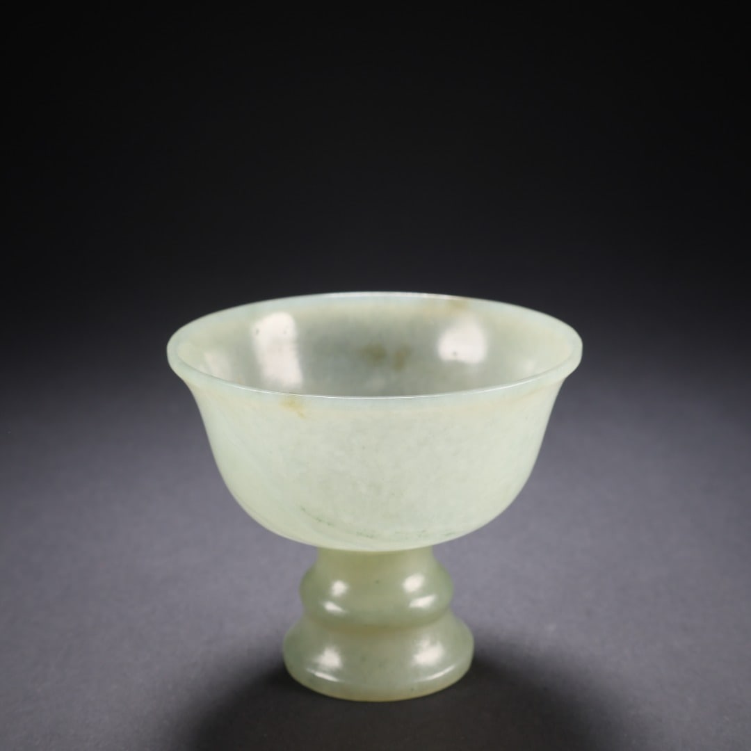 Plain Hetian Jade High-Foot Cup - 4
