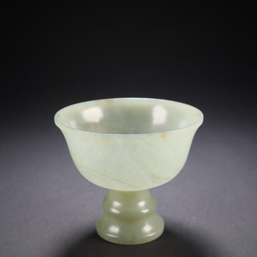 Plain Hetian Jade High-Foot Cup - 5
