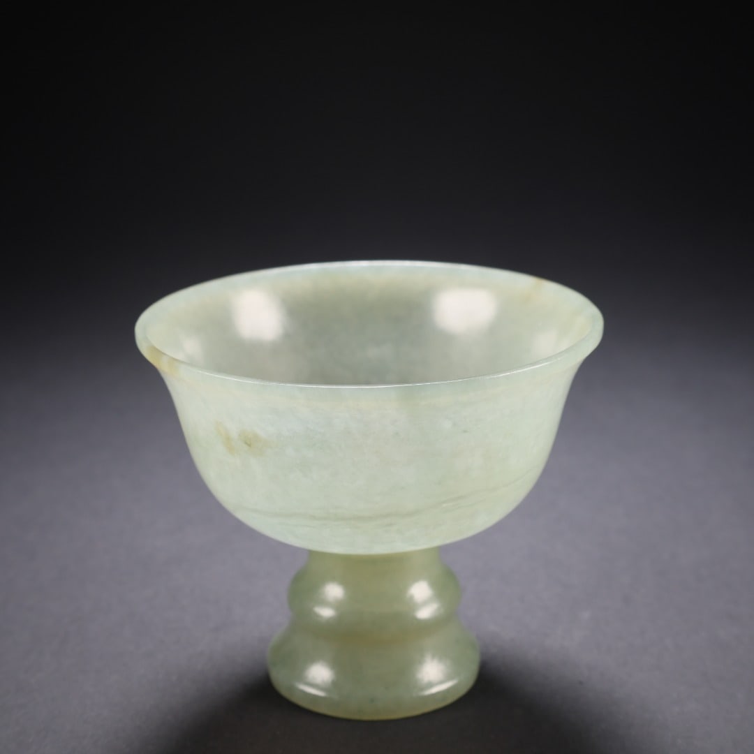 Plain Hetian Jade High-Foot Cup - 7