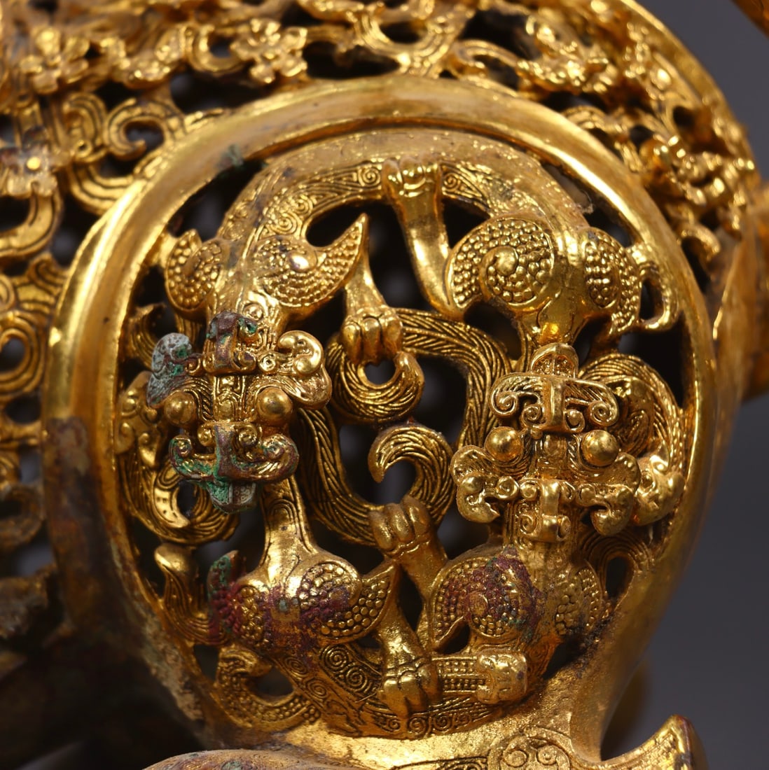 Warring States?CHan Gilt Bronze Openwork Beast - 10