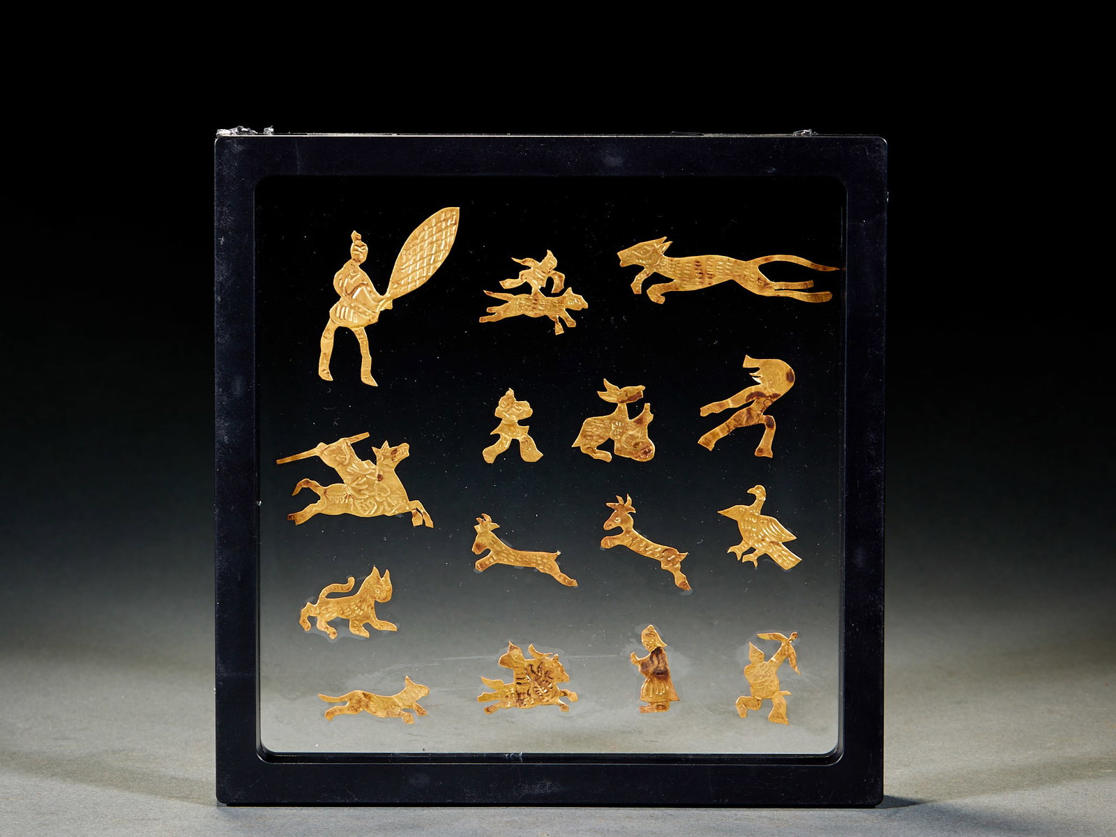 Set of Silver Gilt Ornamental Plaques: Set of Silver Gilt Ornamental PlaquesL 4.5 cm, W 2.5 cm