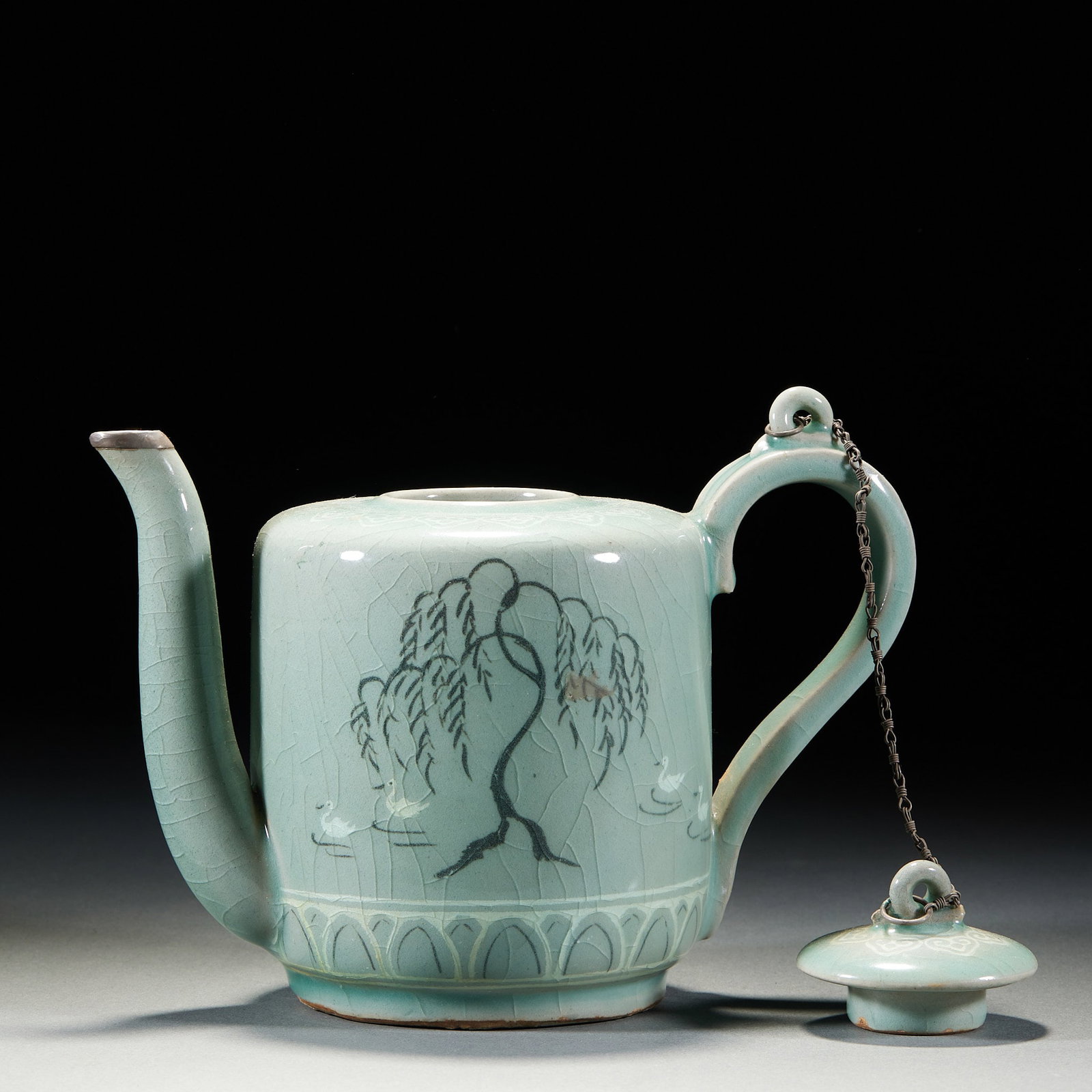 Celadon FlowerandBird Ewer - 2