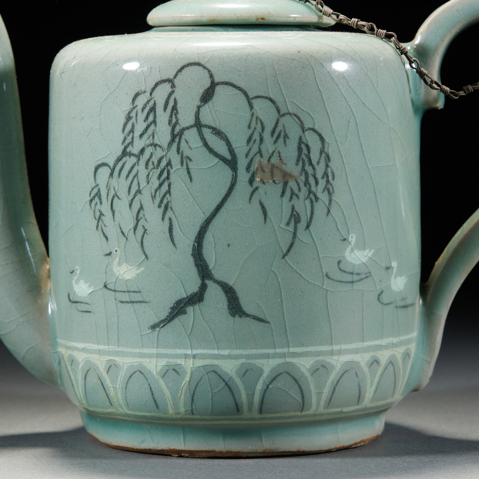 Celadon FlowerandBird Ewer - 7