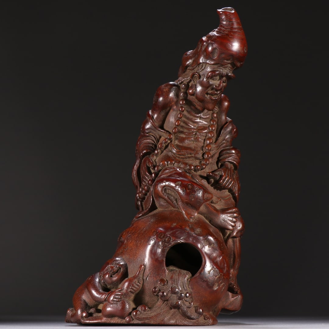 Qing Dynasty Bamboo Root Carving of Jigong Ornament (1 of 9)
