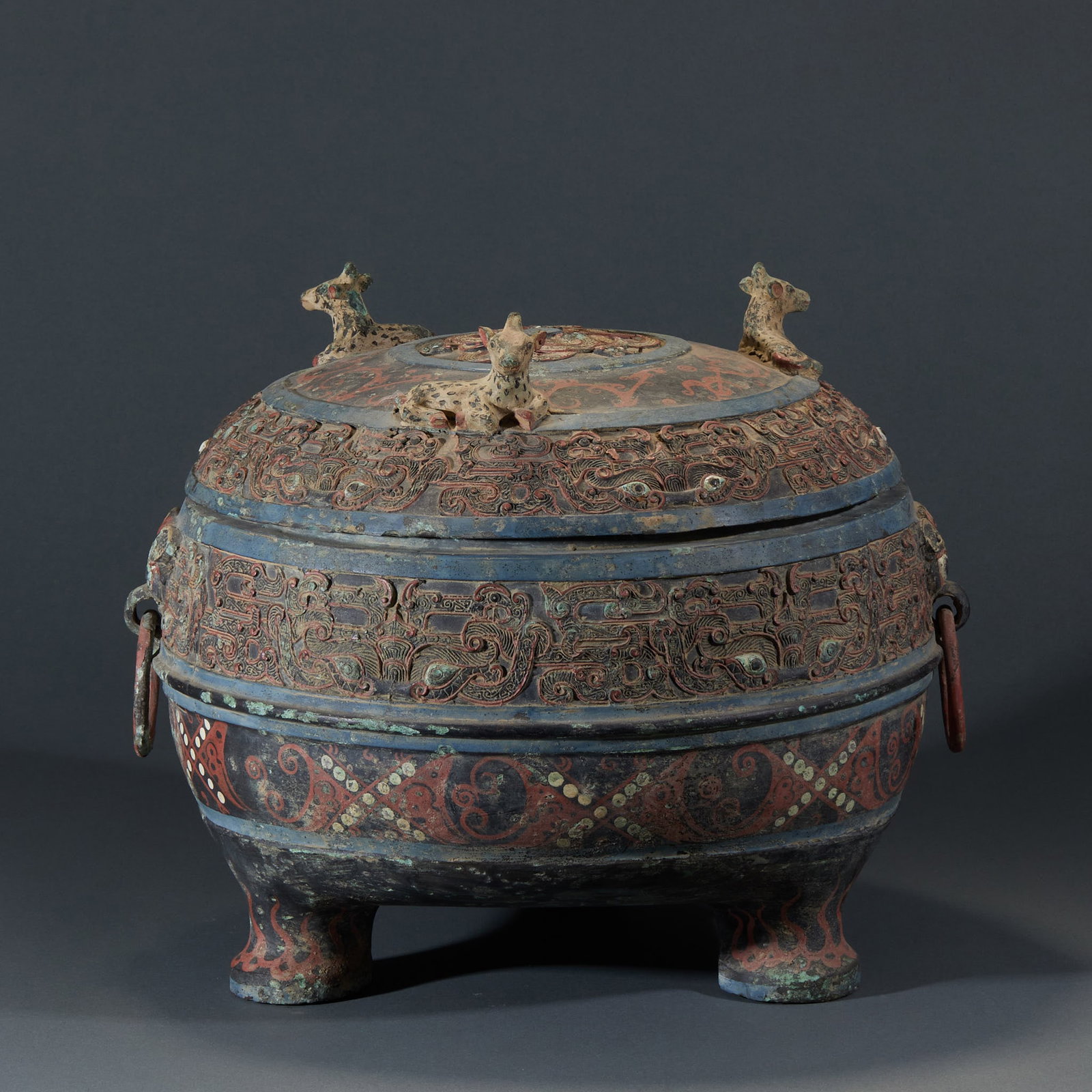 PreMing Bronze Tripod Covered Censer: PreMing Bronze Tripod Covered CenserH 30 cm, Diam. 35 cm