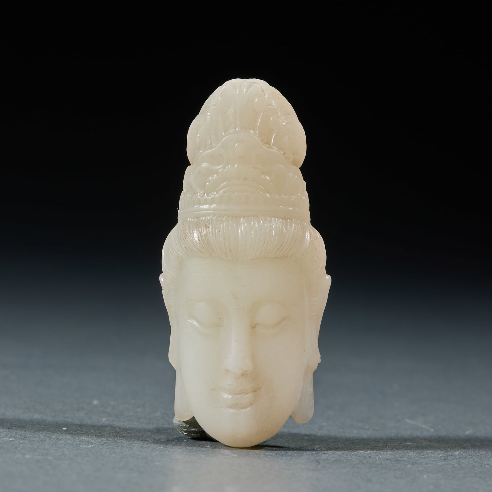 Hetian Jade Guanyin Head: Hetian Jade Guanyin HeadH 24 cm, L 13.5 cm, W 14 cm