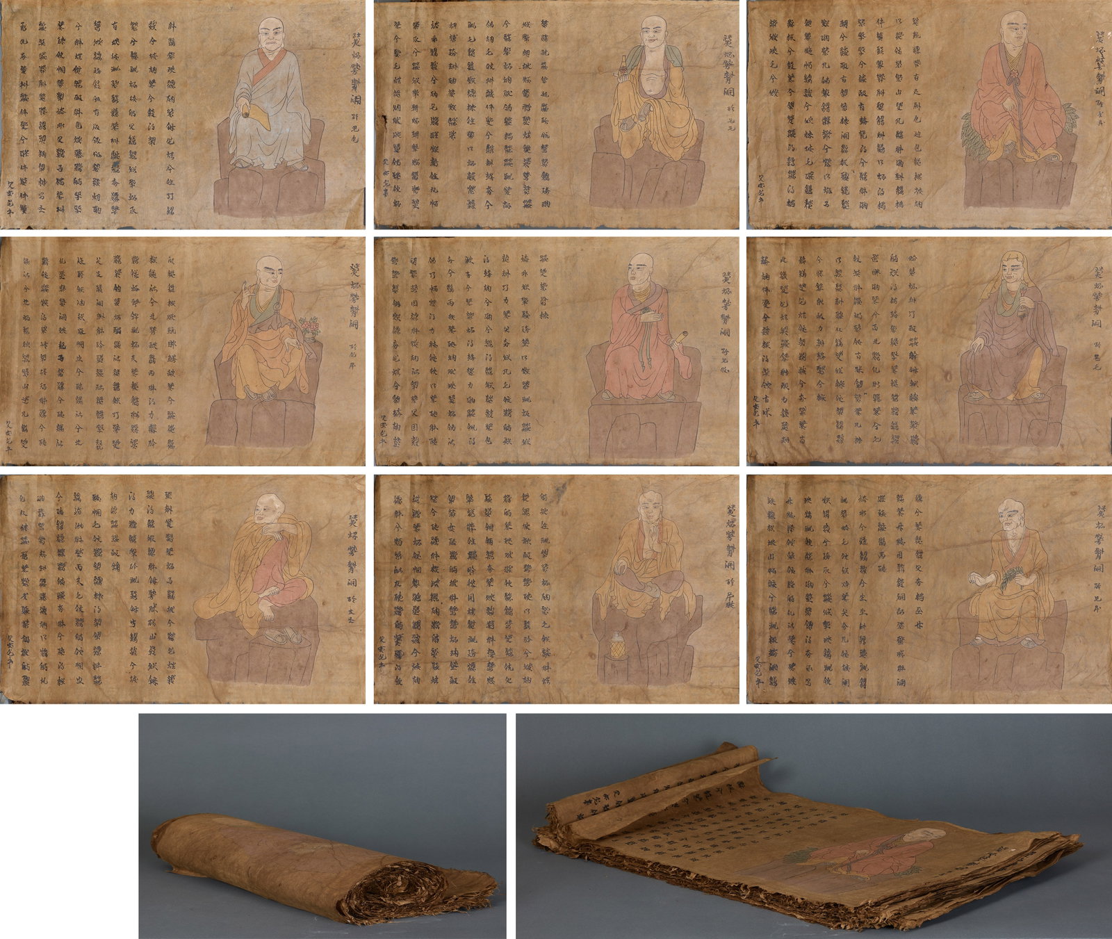 EightySeven Scrolls of Khitan Script Buddhist Sutras: EightySeven Scrolls of Khitan Script Buddhist SutrasL 78 cm, W 49 cm