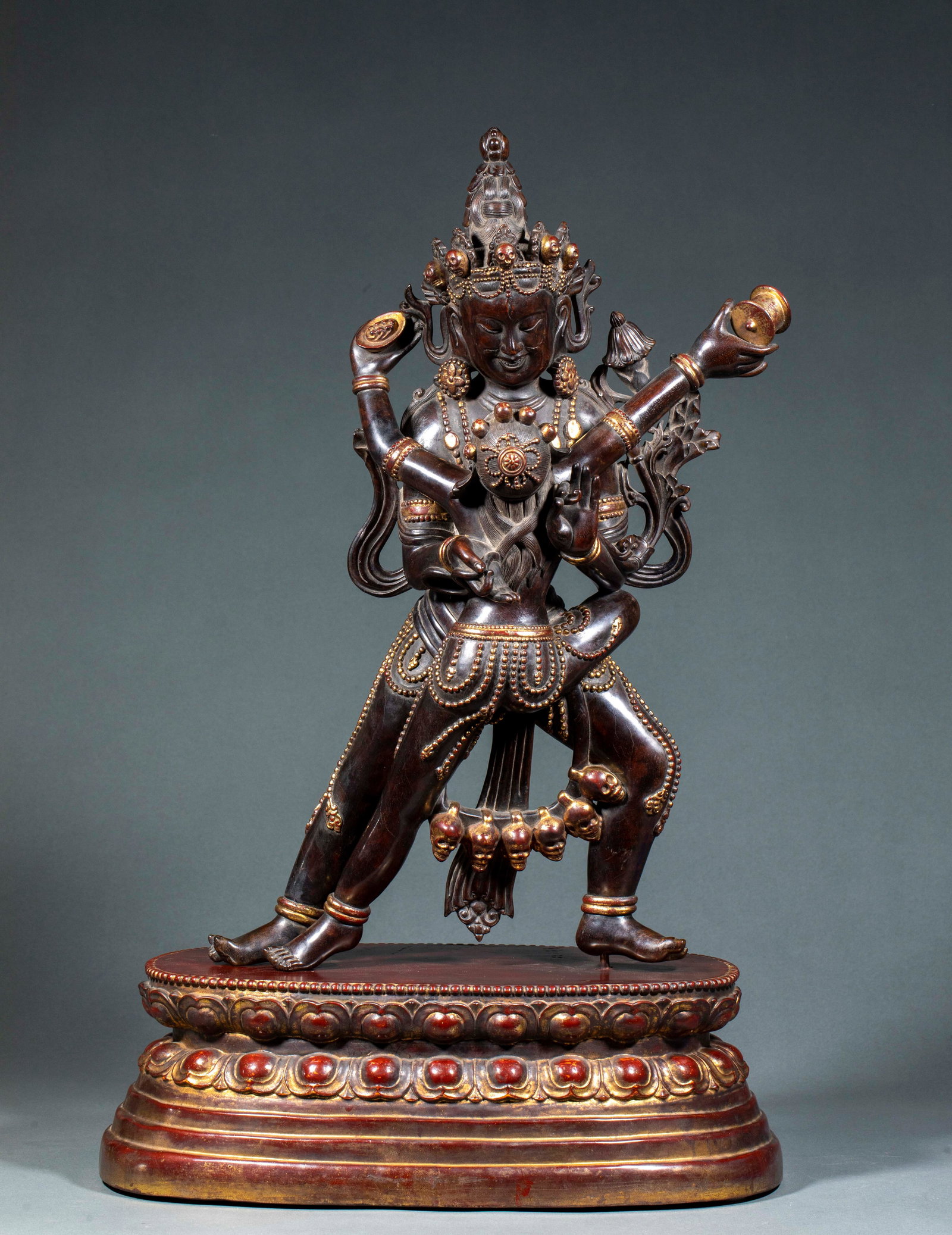 Sandalwood GoldSplashed Happy Buddha Statue: Sandalwood GoldSplashed Happy Buddha StatueH 67 cm, L 37 cm, W 15 cm