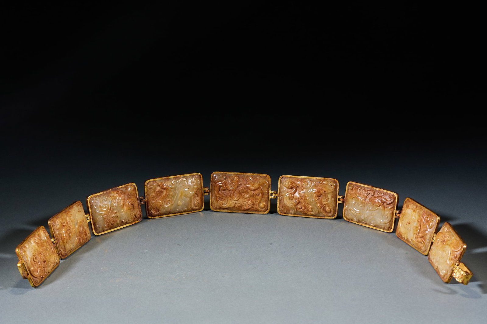 High Ancient Jade Belt: High Ancient Jade BeltL 82 cm, W 5 cm