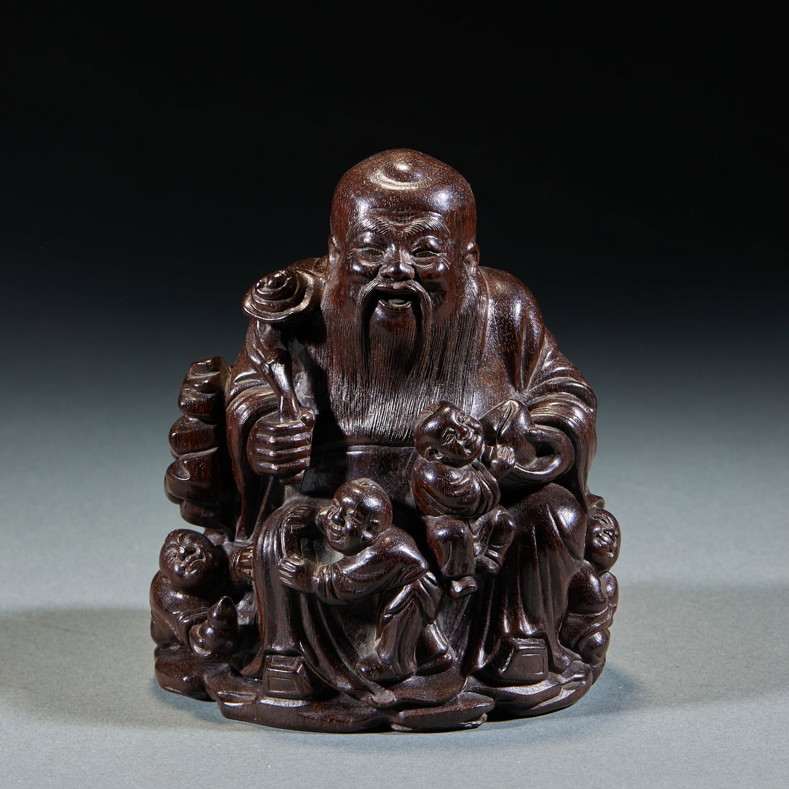 Sandalwood Ornament: Boys Presenting Birthday Blessings: Sandalwood Ornament: Boys Presenting Birthday BlessingsH 13 cm, L 11 cm, W 9.5 cm